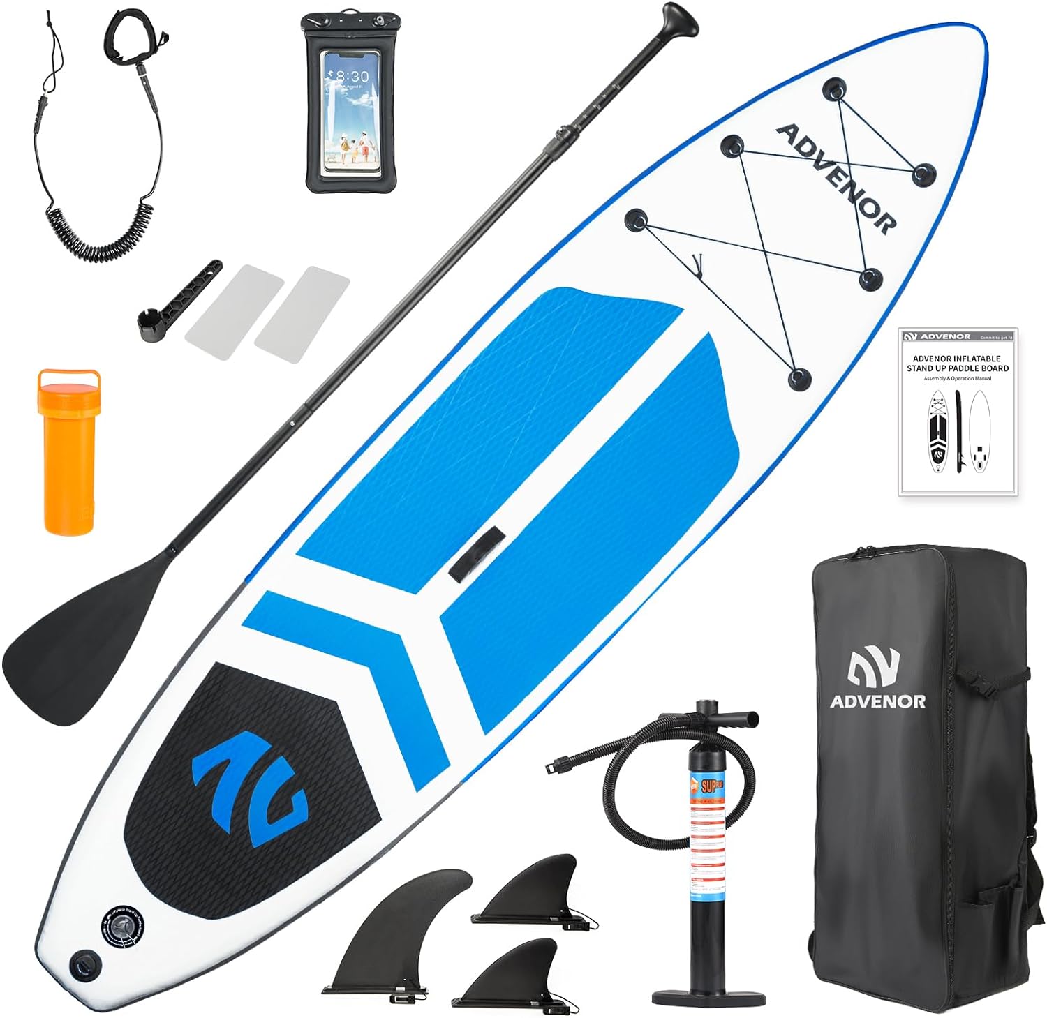 ADVENOR Paddle Board 11'x33 x6 Extra Wide Inflatable Stand Up Paddle Board with Adjustable Paddle,Backpack,Waterproof Bag,Leash,and Hand Pump,Repair Kit