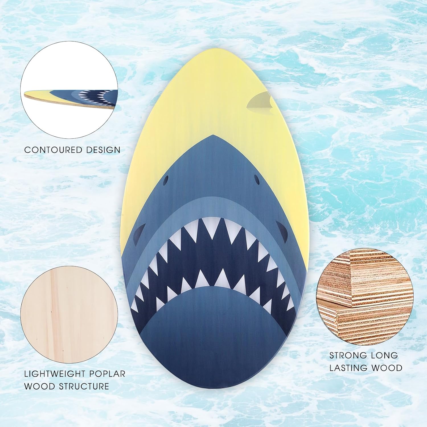 Skimboard 35 inch Skim Board for Kids Adults Wooden Skim Boards with High Gloss Coat for Beach Skimboards for Beginners to Intermediate