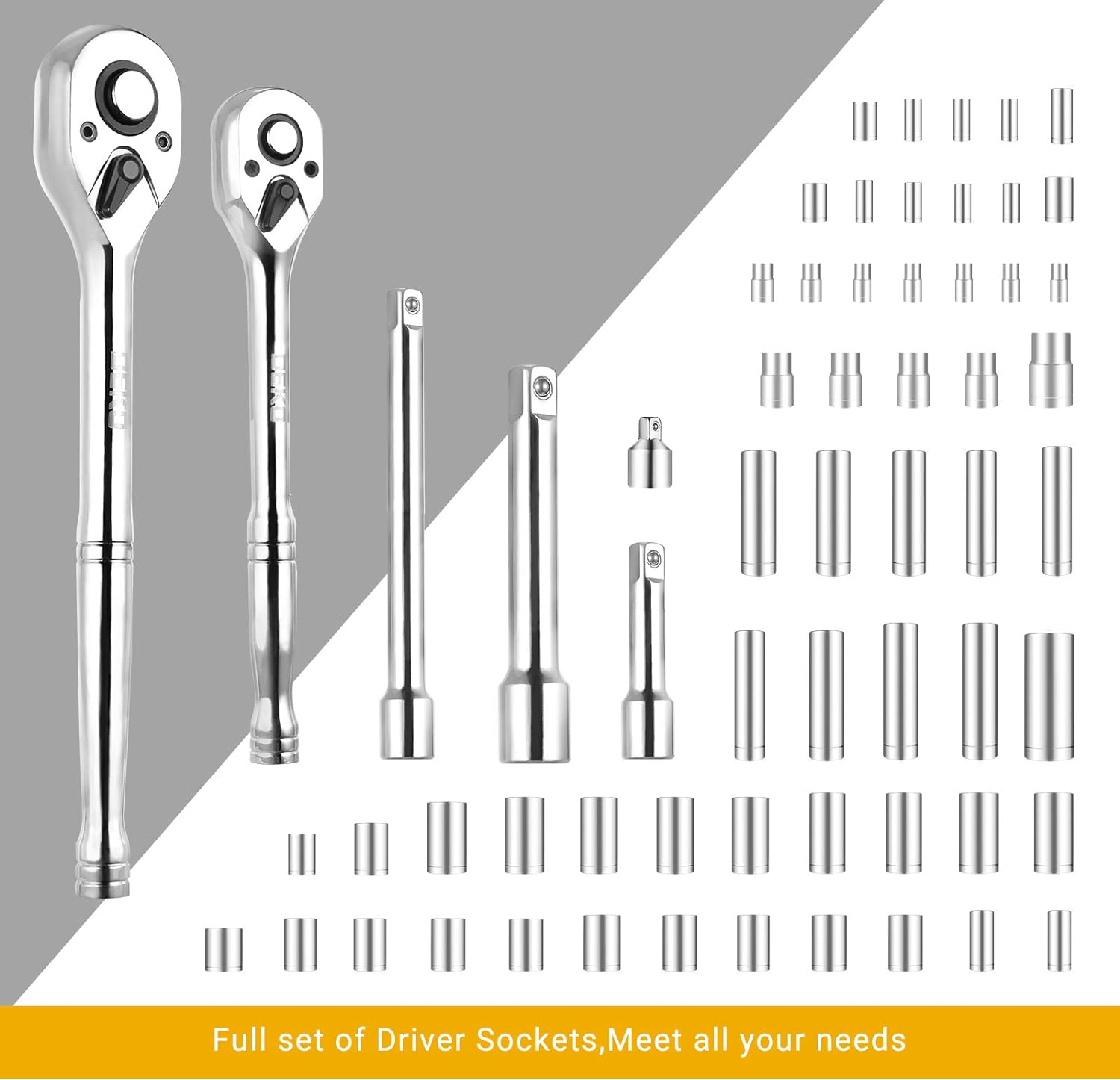 DEKOPRO 192 Piece Mechanics Tool Set Socket Wrench Set, Plastic Storage Case with Auto Repair Hand Tool Kit Wrench Tool Box Set