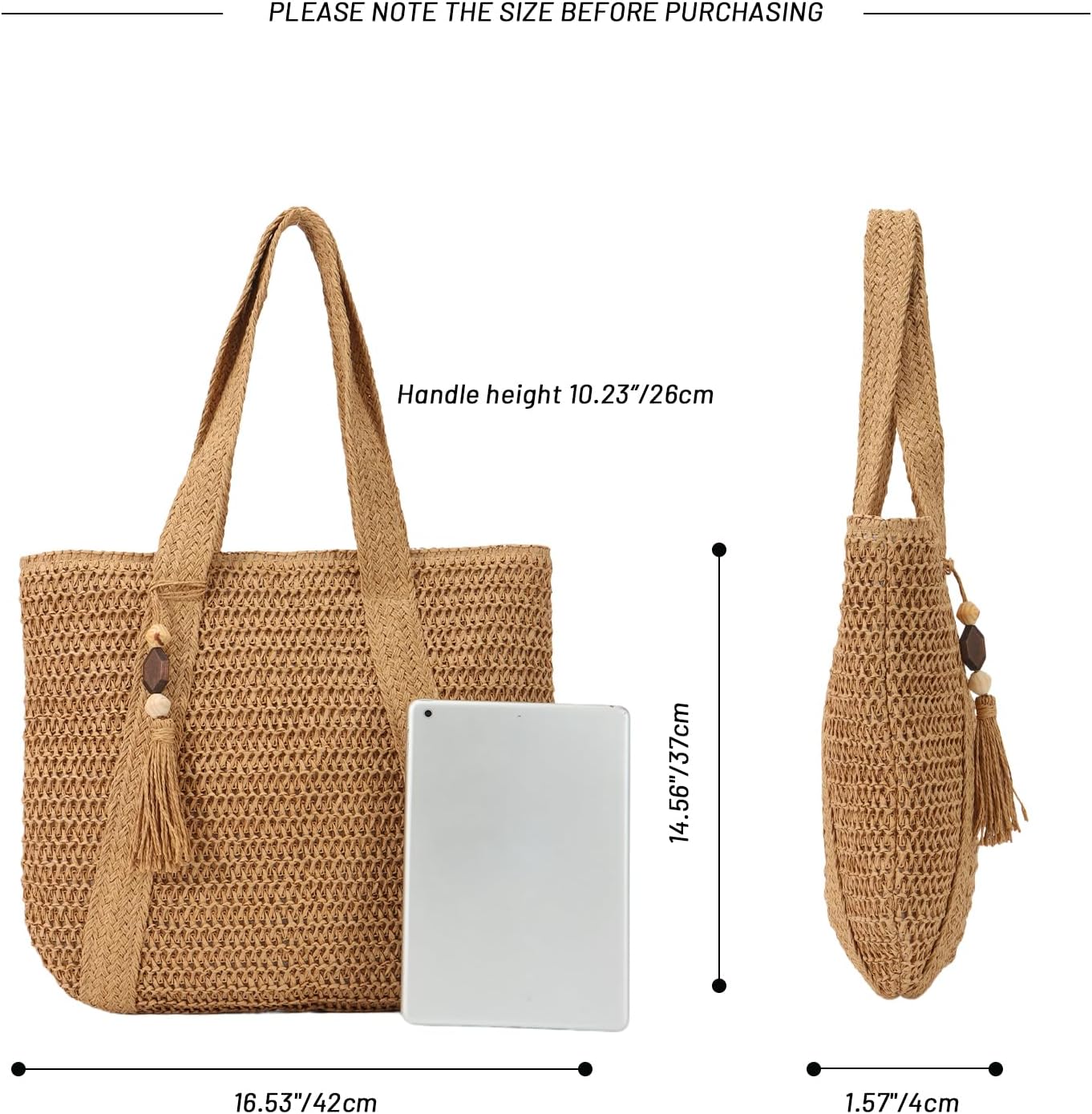 Straw Beach Tote Bag for Women,Raffia Woven Shoulder Handbags for Summer Vacation 2024