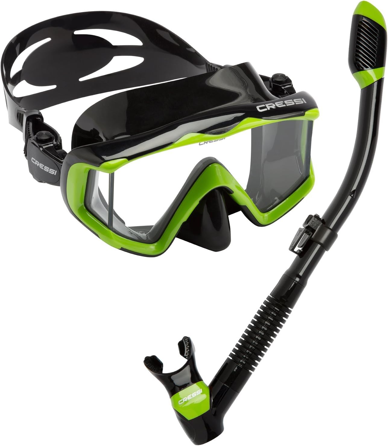 Cressi Panoramic Wide View Mask & Dry Snorkel for Snorkeling, Scuba Diving. Pano 3 + Supernova Dry: Designed in Italy