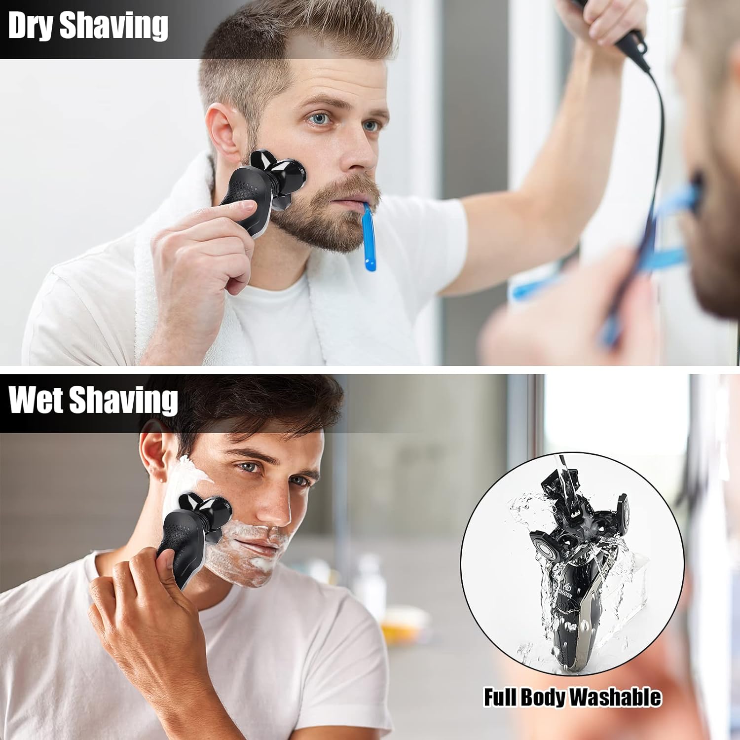 Electric Shaver Razor for Men, BestMal 5 in 1 Wet/Dry Electric Shavers Razors for Men, Rechargeable Waterproof Mens Electric Razor with Nose Trimmer Sideburns Hair Trimmer and Face Cleaning Brush