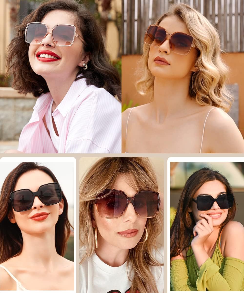 Dollger Oversized Square Sunglasses for Women Big Large Wide Fashion Shades for Men 100% UV Protection Unisex