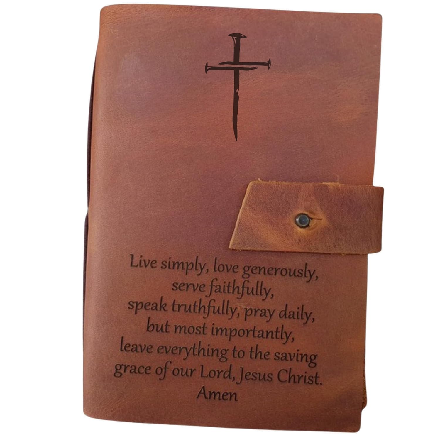 Personalized Leather Prayer Journal Custom Engraved Notebook (Refillable Lined Paper 5.8 inches X 8.3 inches Brown)