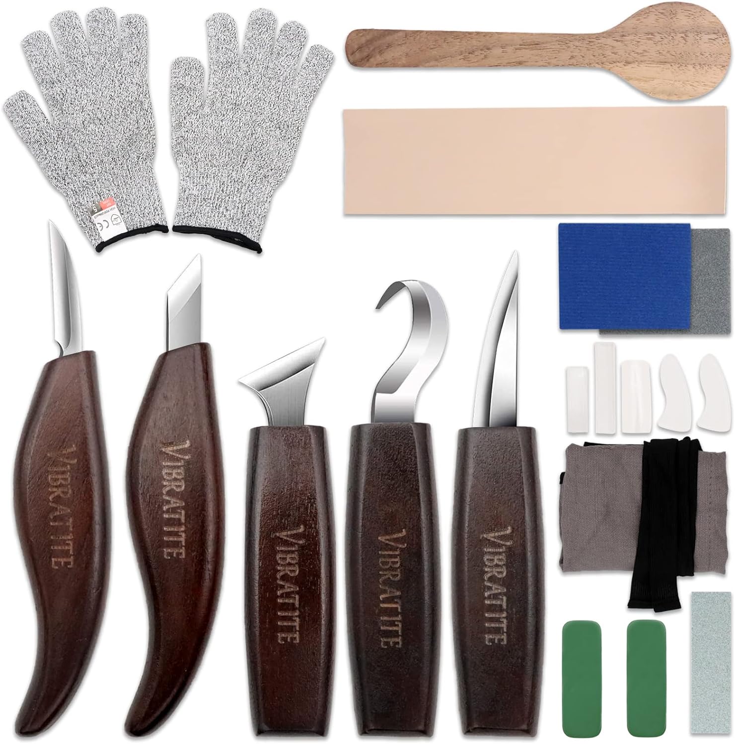 VIBRATITE Wood Carving Tools Set - Wood Carving Kit with Detail Wood Knife, Woodworking Whittling Kit for Beginners, DIY