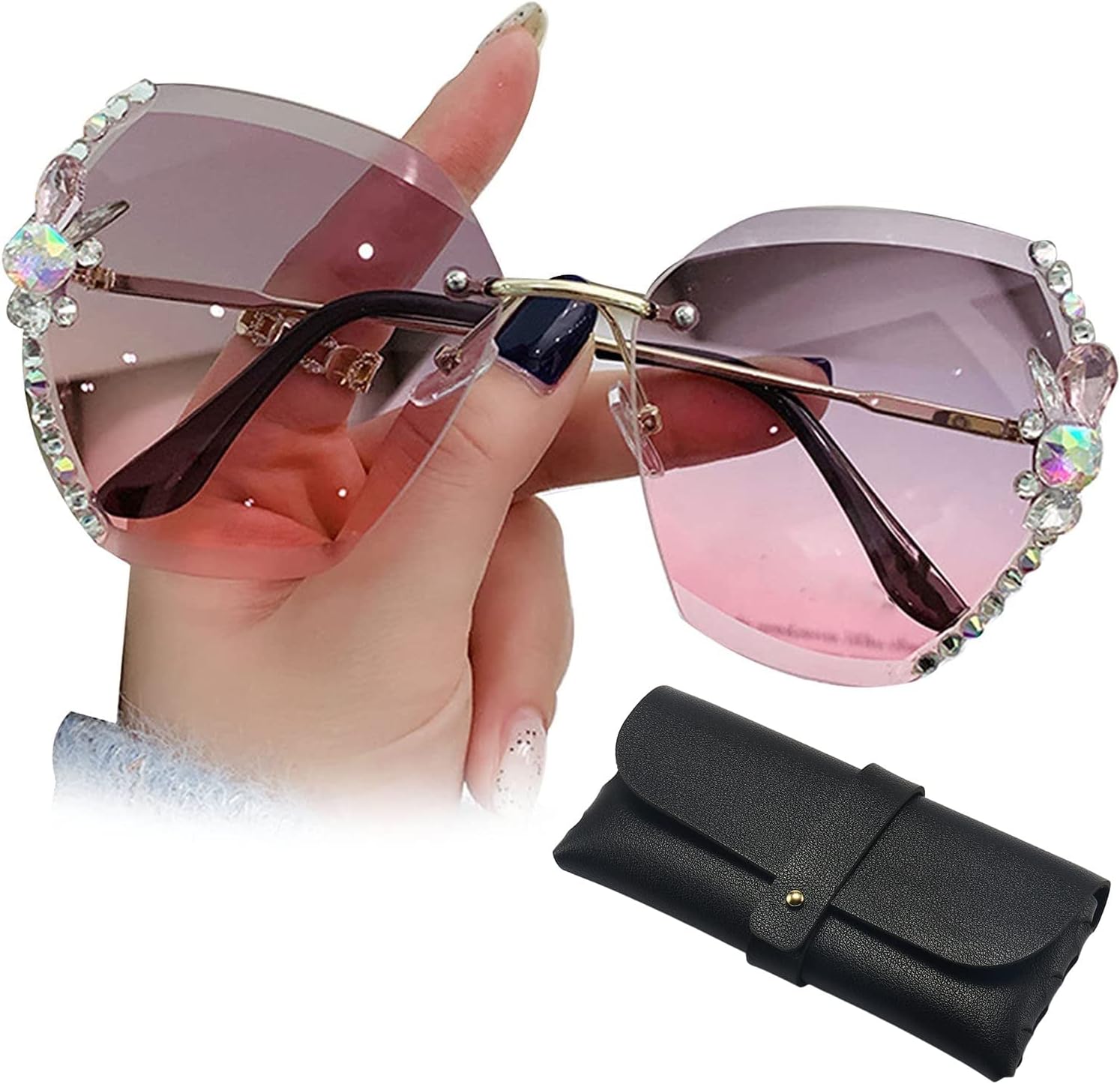 2022 New Woman Sunglasses for Beach Summer with Eyeglass Case, Sunglasses Womens Trendy Fashion Woman Sun Glasses