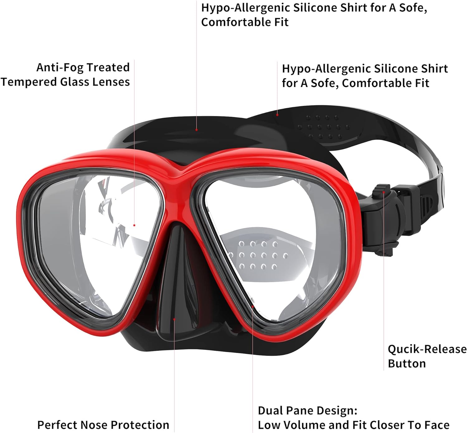 Snorkel Set, Anti-Fog Diving Mask, Comfortable Adult Scuba Mask with Tempered Glass, Men's and Women's Snorkeling Gear