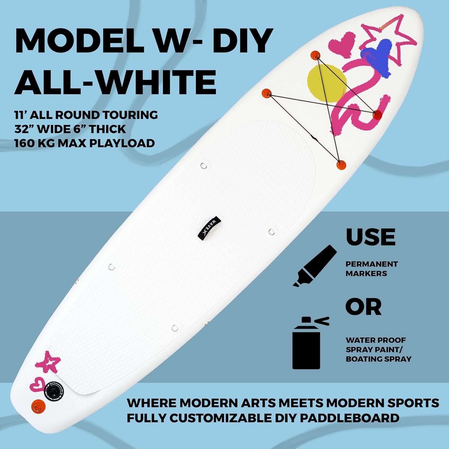 Wavex Inflatable Stand Up Paddle Board | Premium Paddleboard Accessories | Multiple Sizes: 10'6, 11', 11.6'