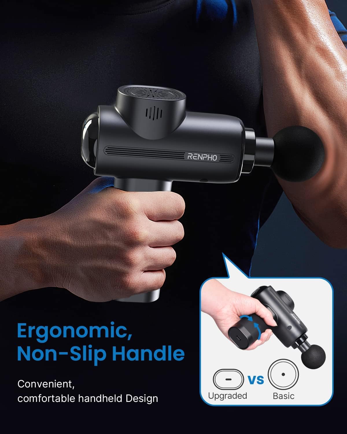 RENPHO Active Massage Gun Deep Tissue, Percussion Mini Handheld Massager Gun Gifts for Men Women, Body Massager Gun for Back Neck Massage, Deep Tissue Muscle Mini Massage Gun for Athletes, Active