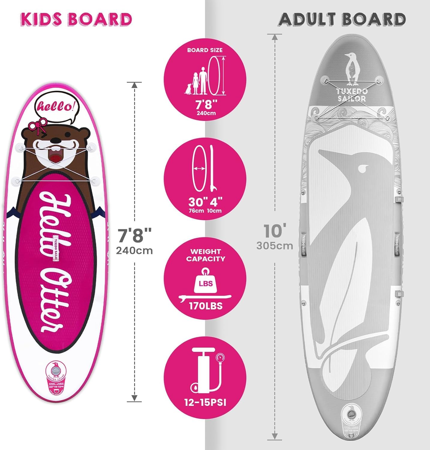 Tuxedo Sailor Inflatable Stand Up Paddle Board Ultra Light Inflatable SUP Paddle Board with Paddle Board Accessories for Kids and Adult