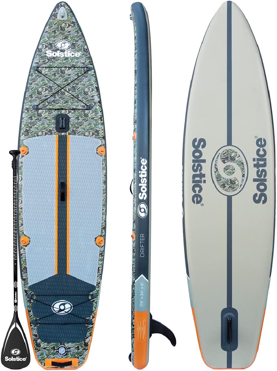 Solstice Inflatable Stand-Up Paddle Board For All Skill Levels (Heavy Duty Double-Layer) | Recreation Performance and Yoga Platform | With Non-Slip Deck and SUP Accessories