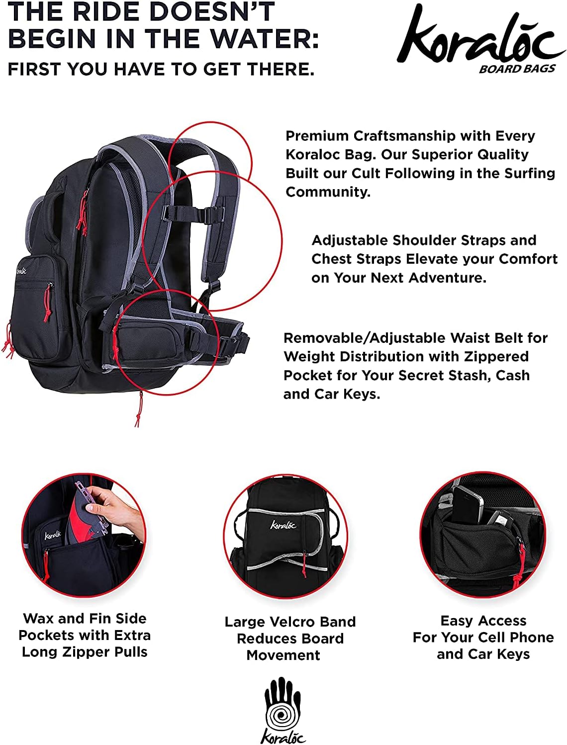 Surf Backpack - Hands Free Surfboard Bag, Holds Up to 3 Boards for Easy Travel…