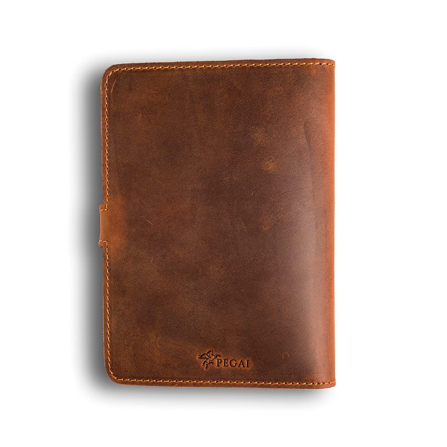 PEGAI Personalized Leather Journal | Custom Handmade Distressed Cowhide Leather Traveler's Notebook Planner | DuPage (Mahogany, Full)