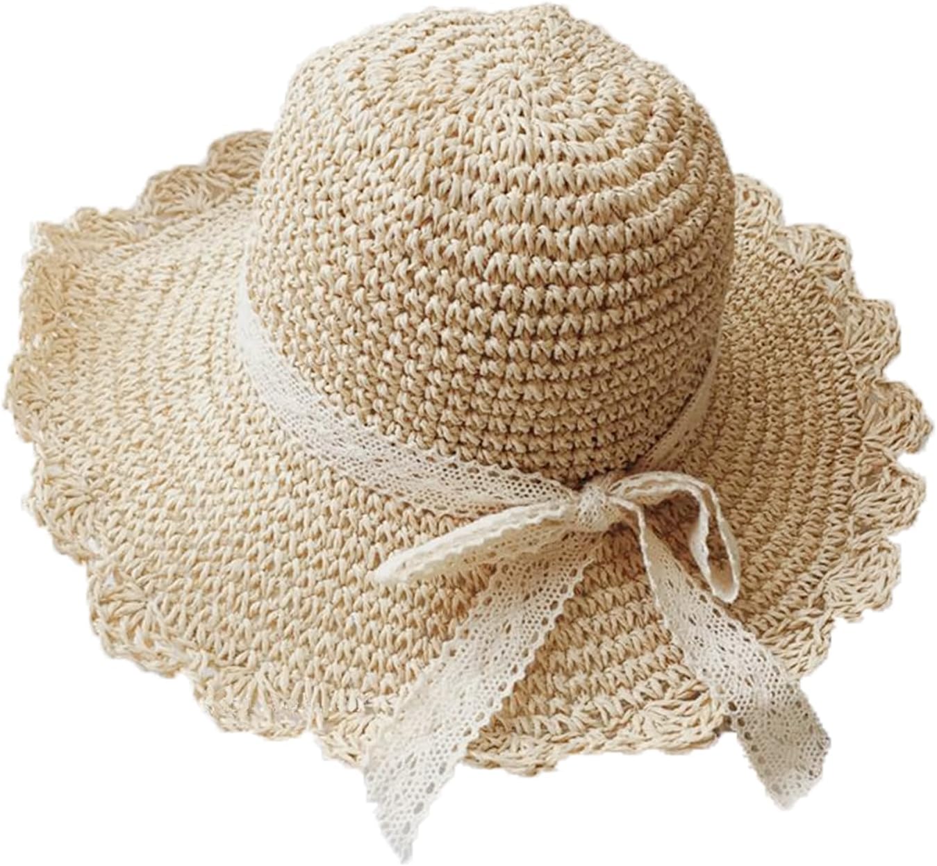 Summer Beach Sun Straw Hats for Women Wide Brim Packable Travel Bucket Hats UPF 50+