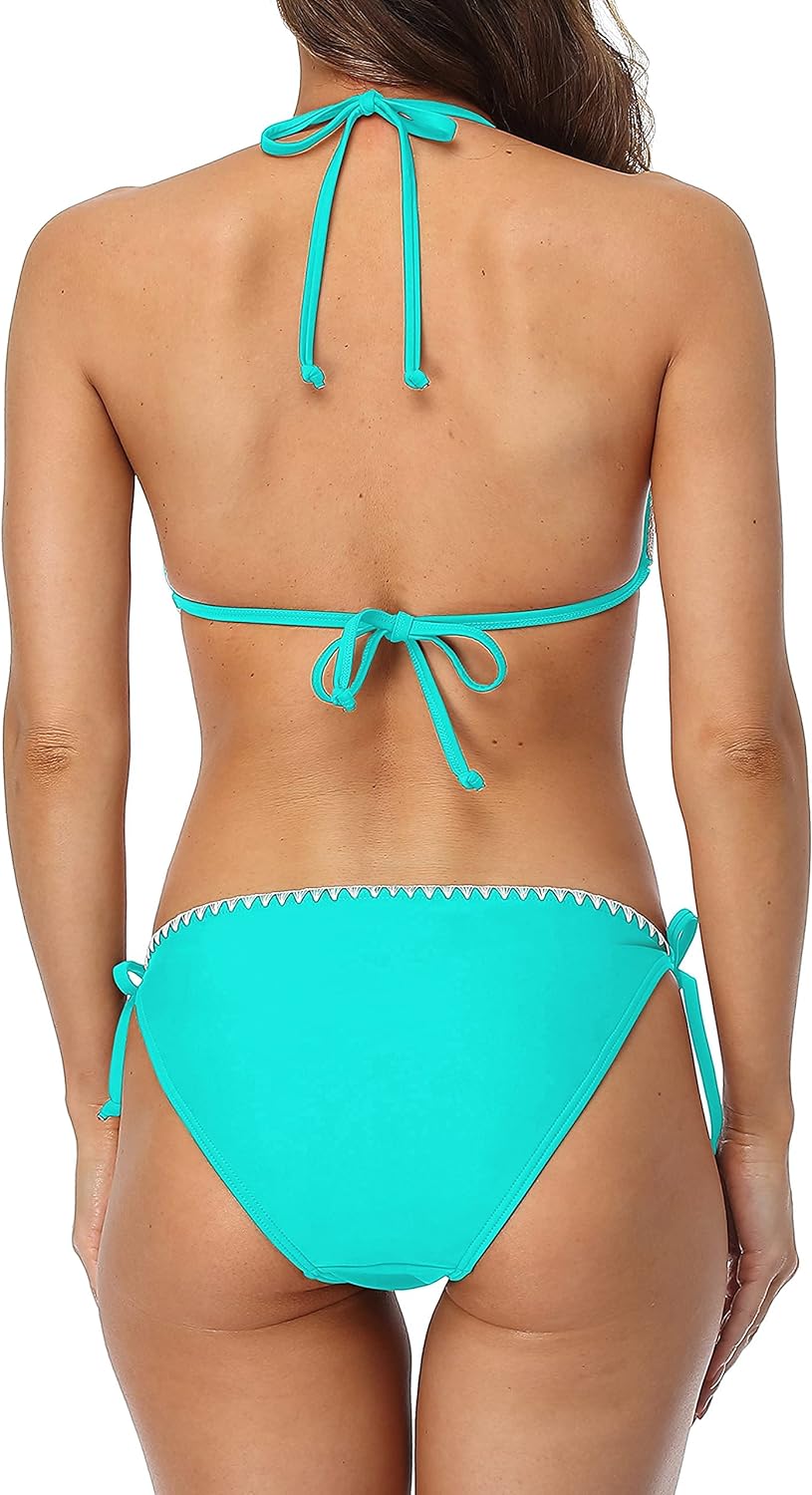 beautyin Women's Bikini Swimsuit Triangle String Halter Two Piece Bathing Suits