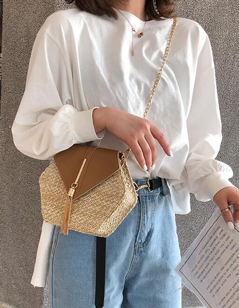 Crossbody Bags for Women Straw Beach Bag Hobo Bag Satchel Bag Tote Handbags Cute Straw Travel Bag Crossbody Bag 2024