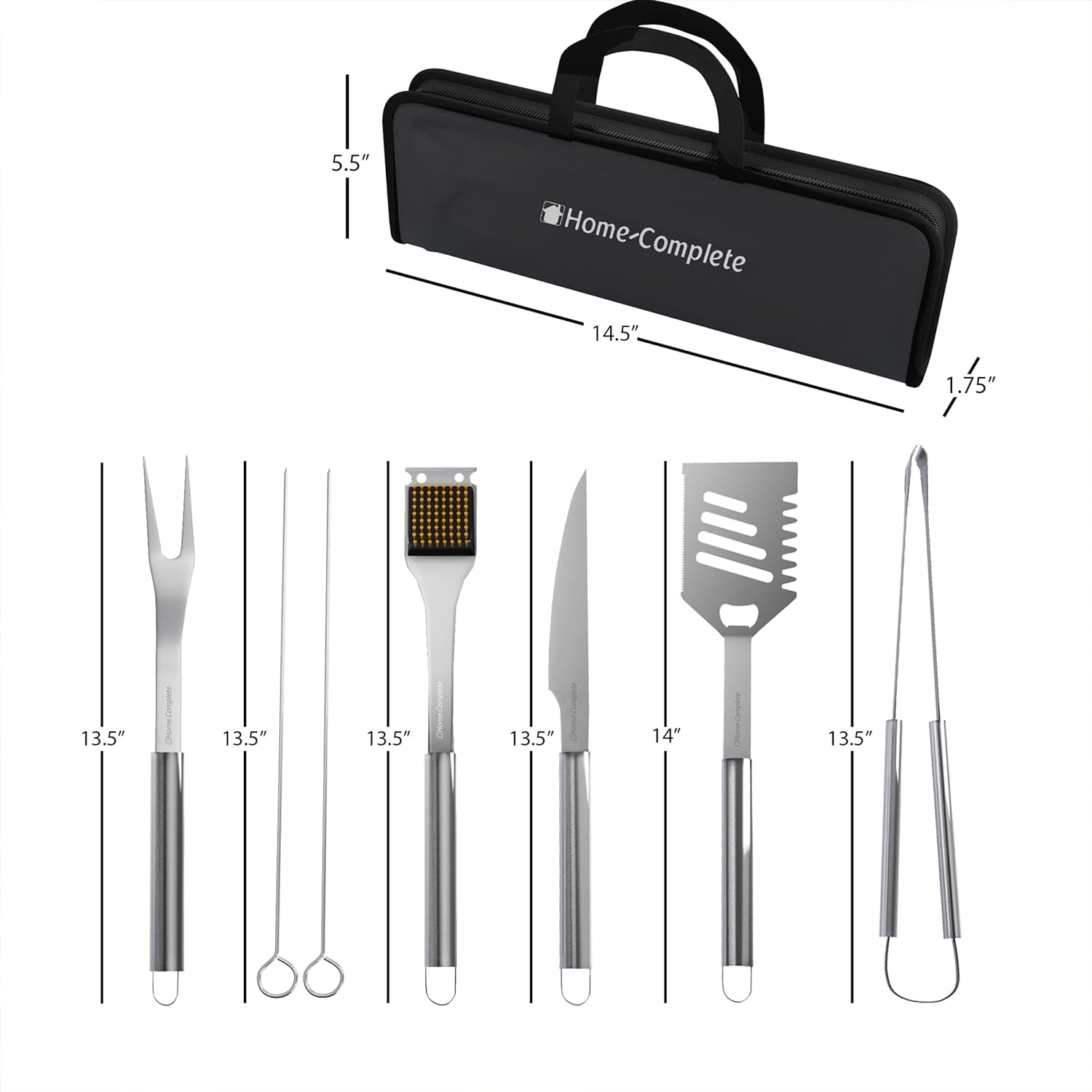 16-Piece BBQ Grill Accessories Set - Barbecue Tool Kit with Aluminum Case for Home Grilling - Great Gift for Birthday or Father’s Day by Home-Complete