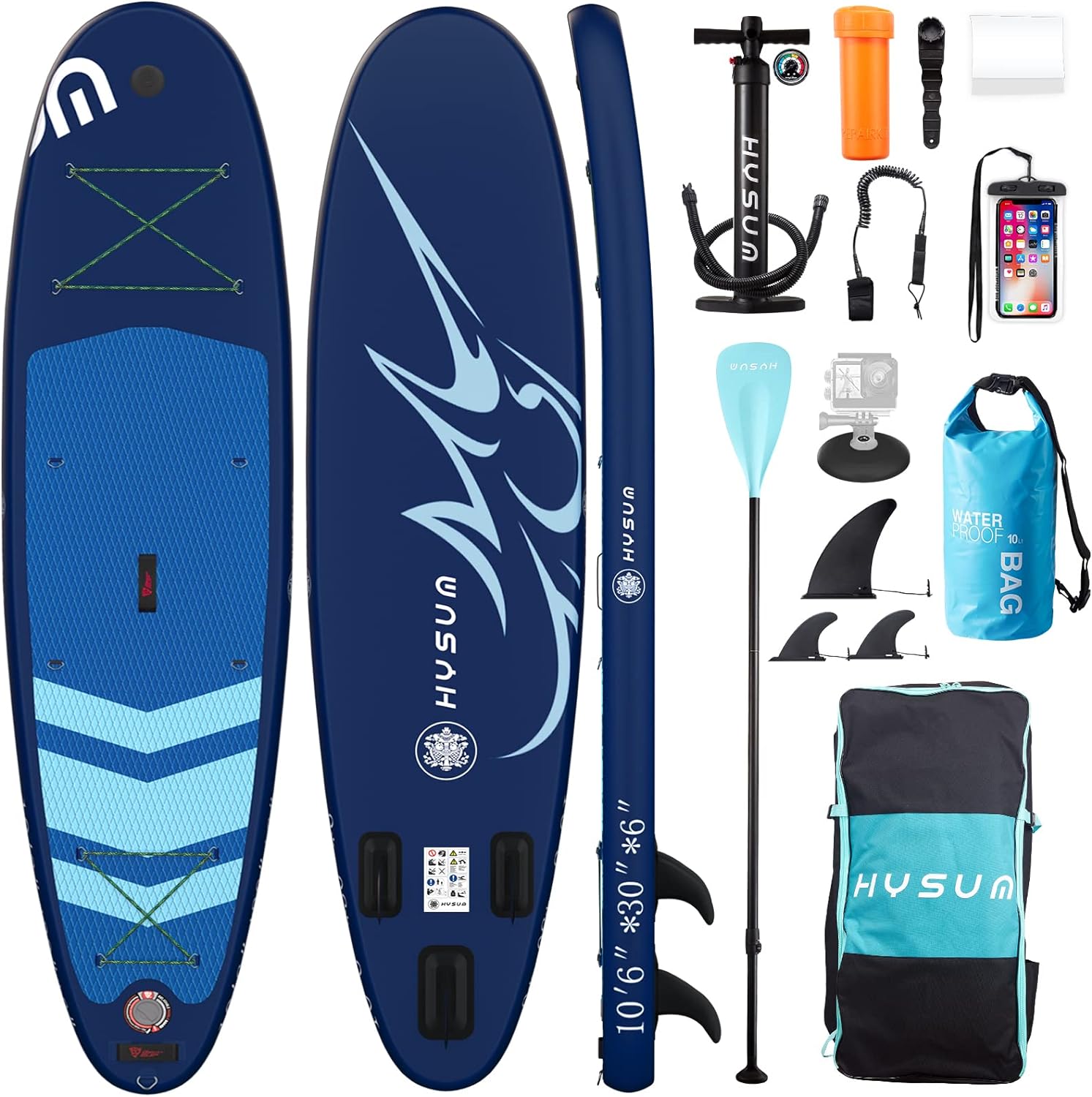 Inflatable Stand Up Paddle Board, 10'6"x30"x6" Ultra-Light Paddleboards for All Skill Levels with SUP Accessories, Paddle, Fins, Leash, Pump, Backpack