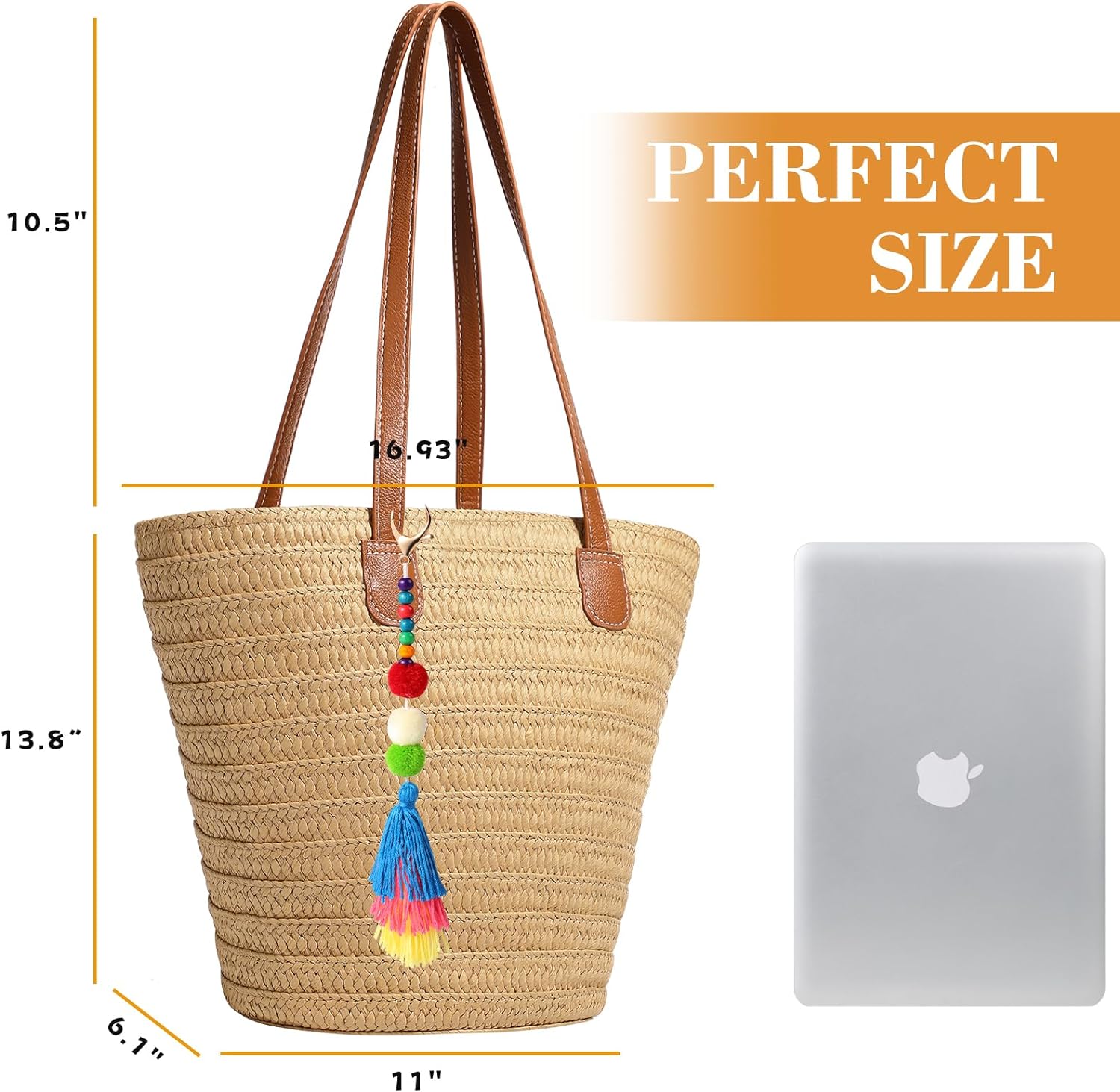 Trifabricy Beach Bag, Large Beach Bag for Women, Woven Straw Beach Tote Bag Waterproof, Weaving Swim Shopping Travel Bag