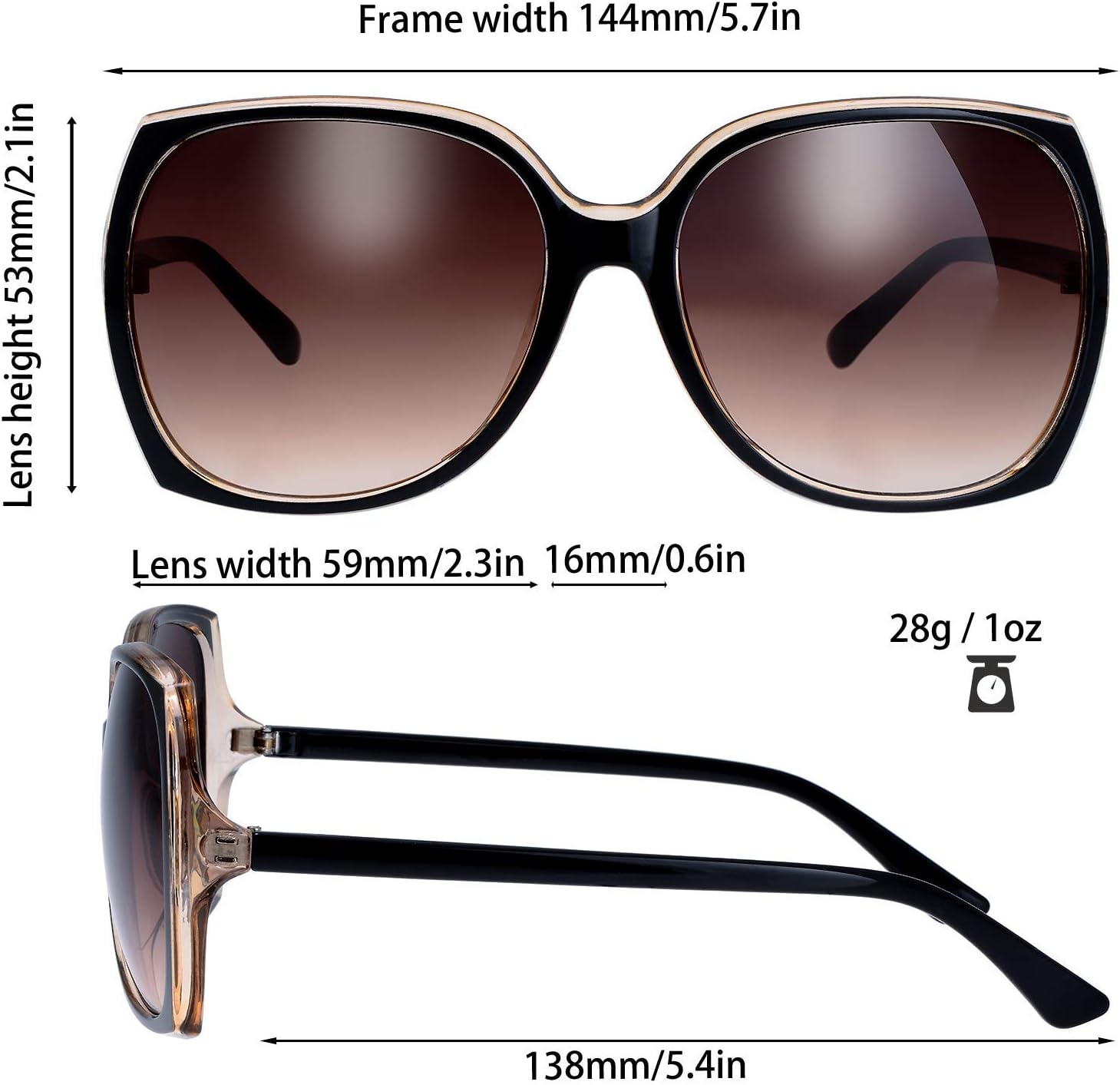 The Fresh Women's Oversized Square Jackie O Cat Eye Hybrid Butterfly Fashion Sunglasses - Exquisite Packaging