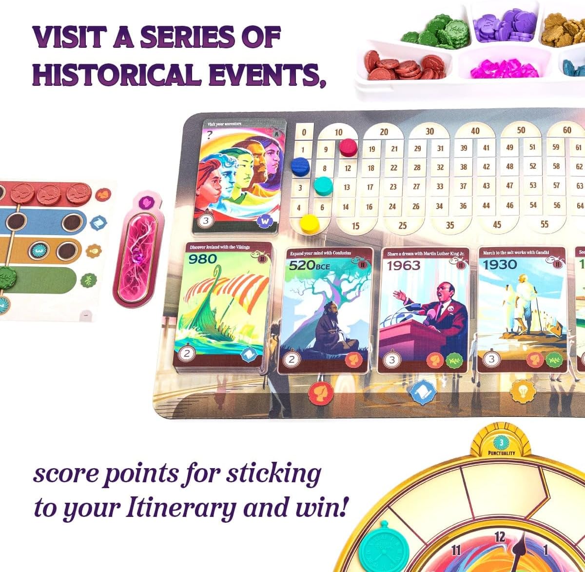 Underdog Games Trekking Through History: The Family Board Game | Adventure Through Time and Witness Incredible Events During Family Game Night | Ages 10 and Up