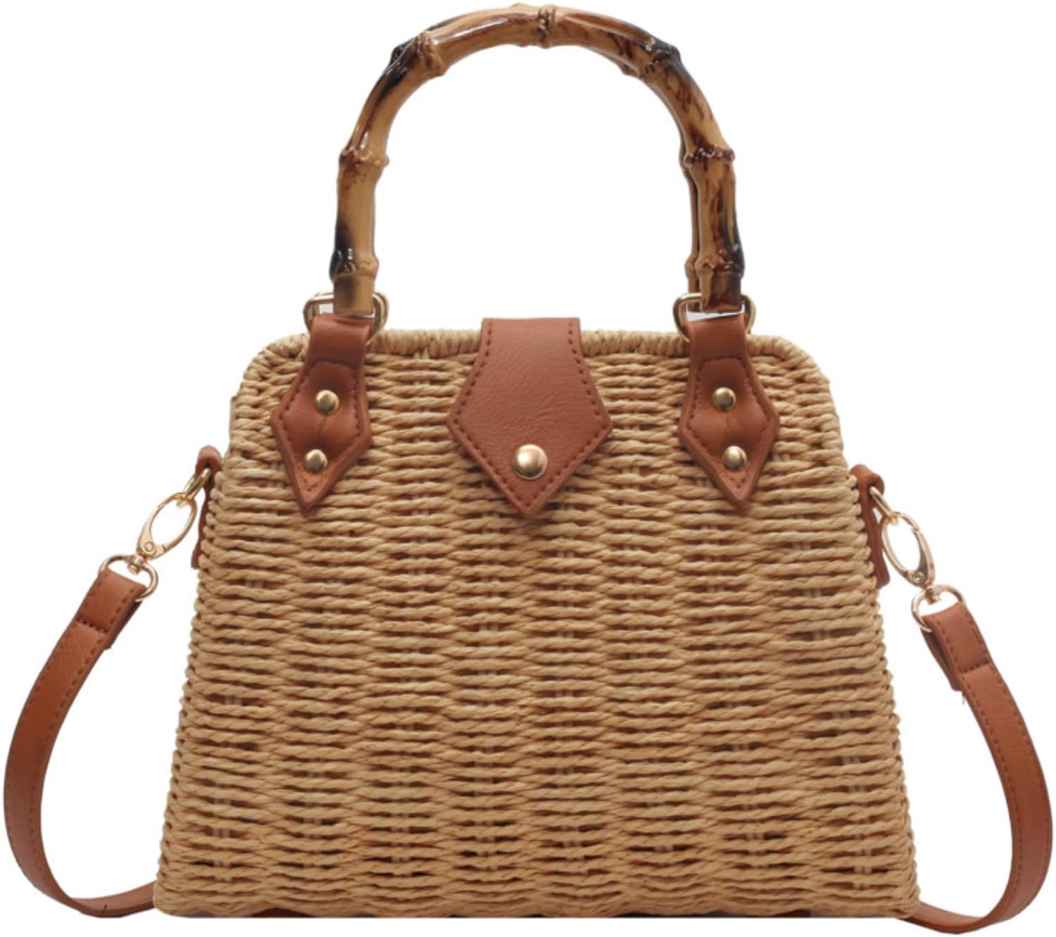 Cross Body Handbags for Women Straw Woven Beach Bag 2024 Summer Handmade Purses Wicker Rattan Bag Holiday