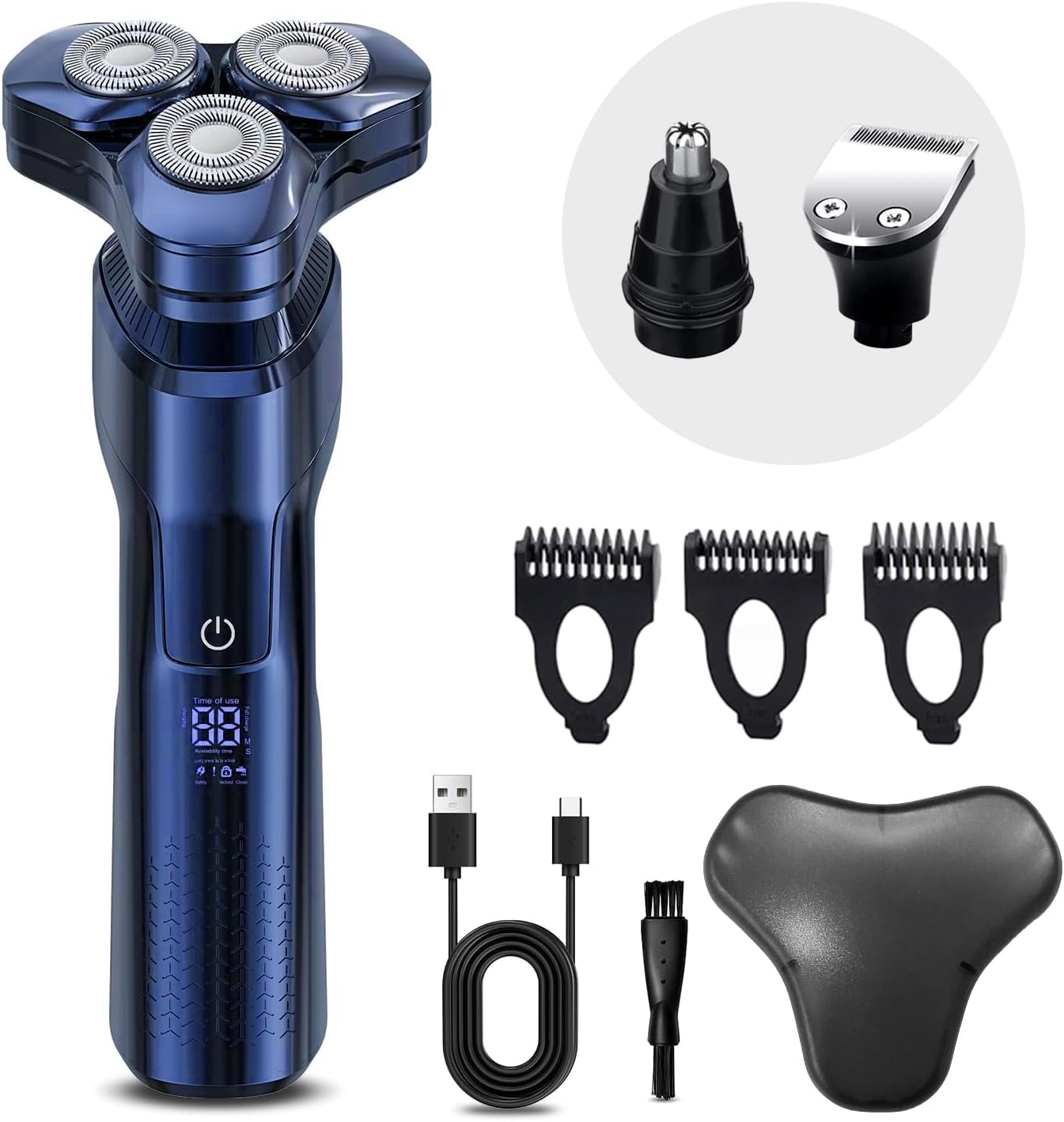 Electric Razor for Man, Rechargeable Wet & Dry Electric Shaver with Waterproof, Rotary Replacement Floating Head, Cordless USB Charging Men's Electric Razor (1044)