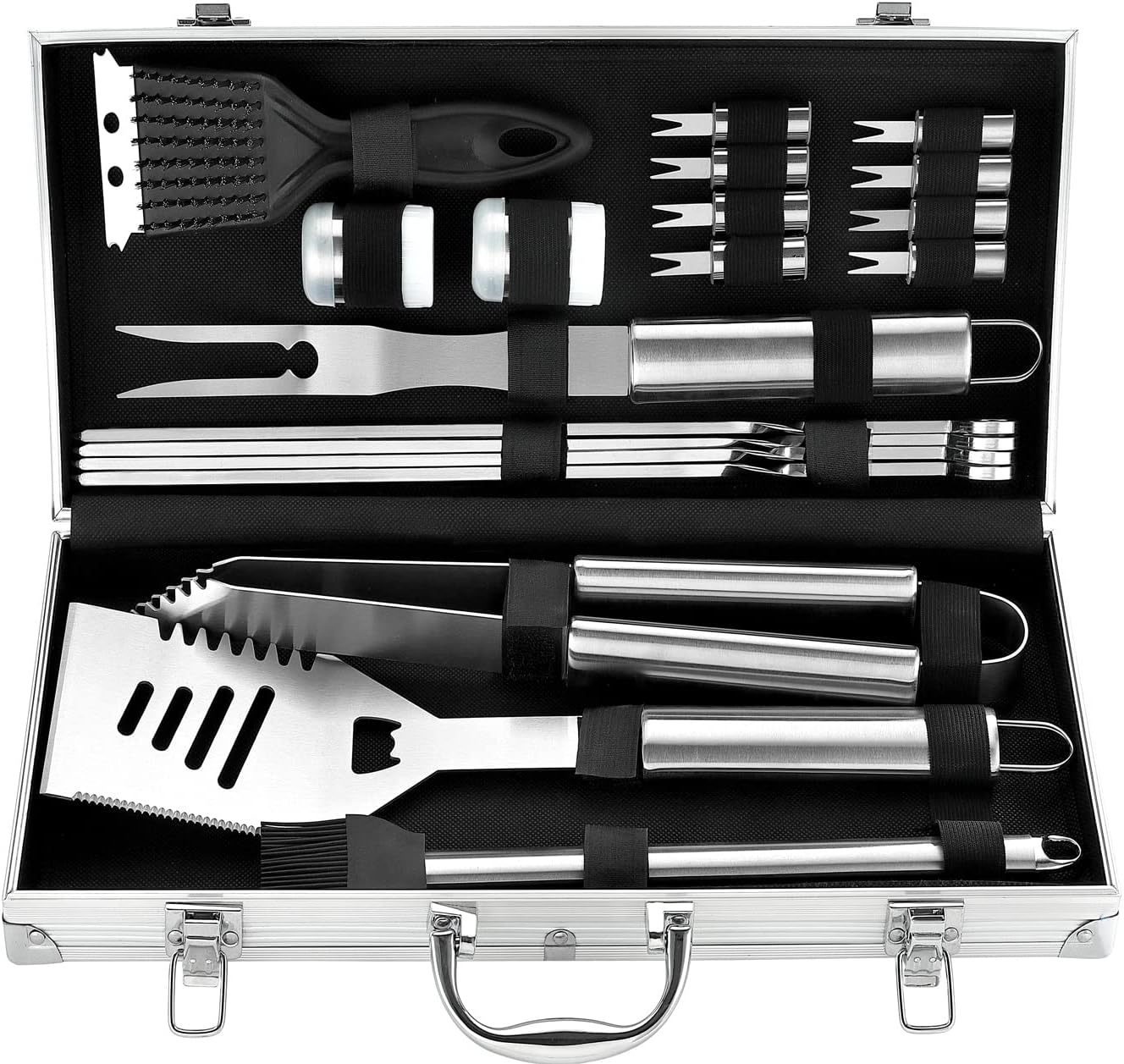 ROMANTICIST 20pc Heavy Duty BBQ Grill Tool Set in Case - The Very Best Grill Gift for Father's Day and Christmas - Professional BBQ Accessories Set for Outdoor Cooking Camping Grilling Smoking