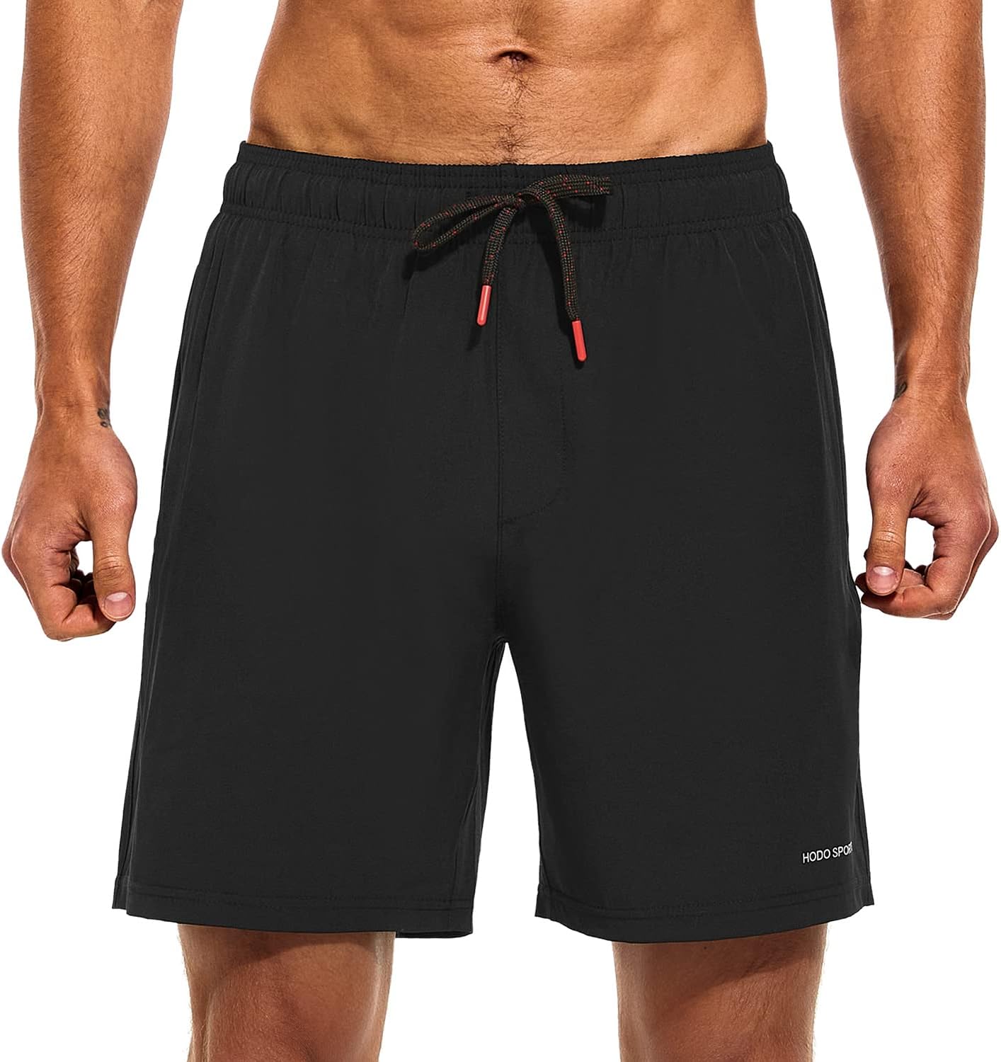 HODOSPORTS Mens Swimsuit Trunks 7" Quick-Dry Swim Shorts with Compression Liner and Zipper Pockets