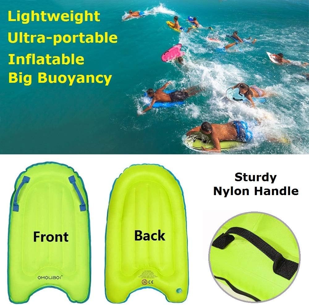 OMOUBOI Inflatable Board for Beach Portable Bodyboard with Handle Lightweight Soft Surfboards Mini Pool Floats Boards Inflatable Body Boards for Slip and Slide, Surfing, Swimming, Water Fun