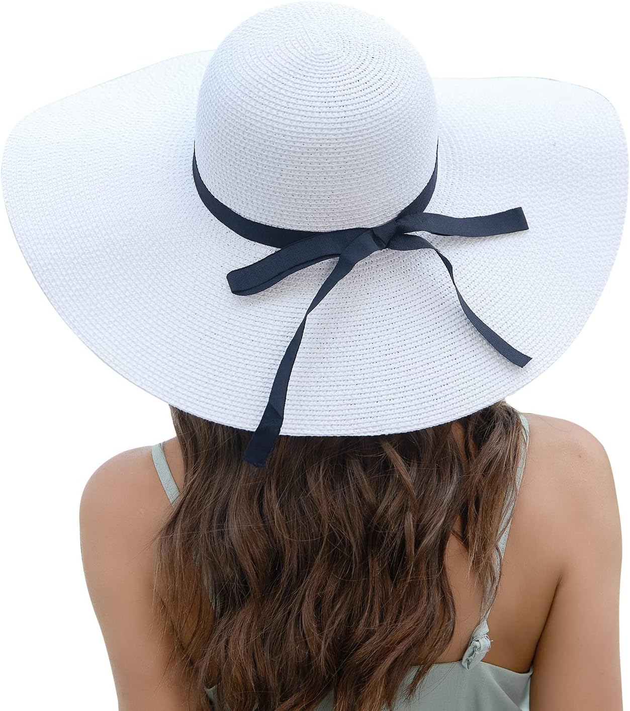 Naivlizer Women Wide Brim Sun Hat UPF50 Straw Summer Hat Floppy Beach Hat Roll-Up