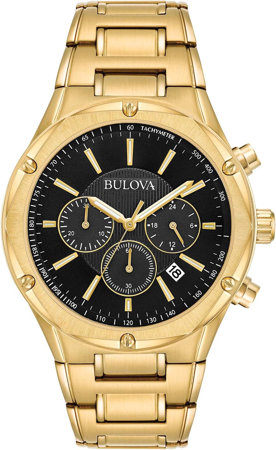 Bulova Men's Classic 6-Hand Chronograph Calendar Quartz Watch, 24 Hour Time, Luminous Hands, 43mm