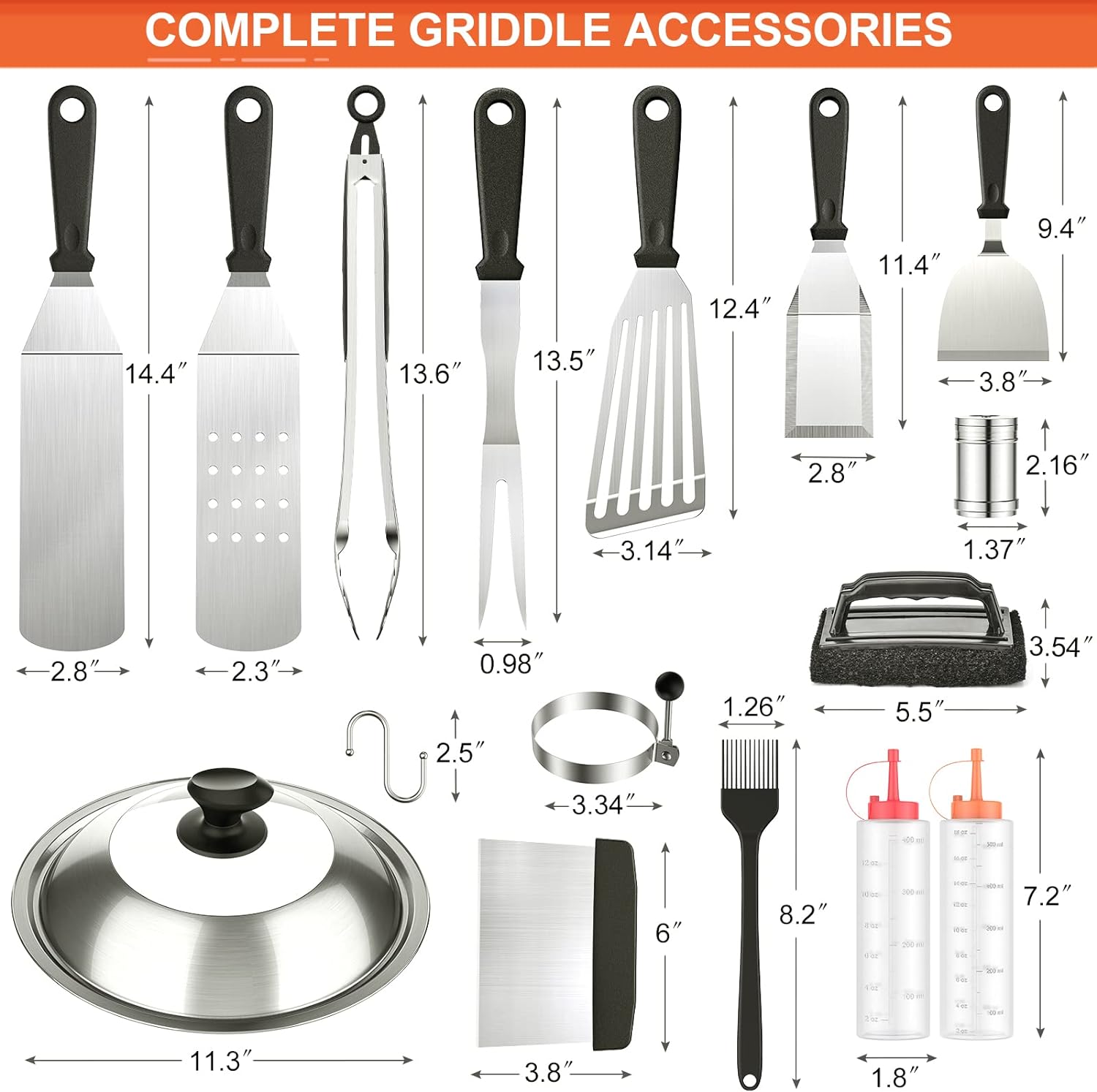 Blackstone Griddle Accessories Kit,28PCS Flat Top Grilling Tools Set for Blackstone and Camp Chef,Griddle Cleaning Kit Cooking Utensils Set with Carry Bag for Men Women Outdoor Barbecue Camping