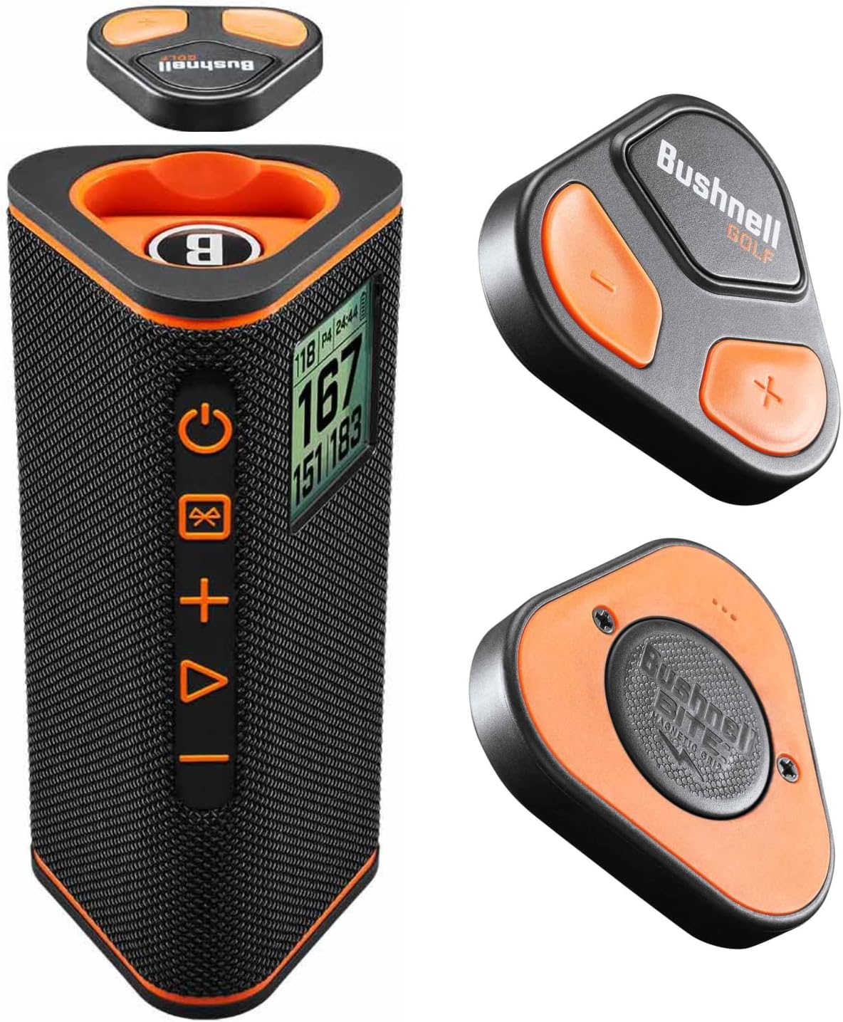 Wearable4U - Bushnell Wingman View Golf GPS Bluetooth Speaker with Ultimate Black Earbuds and Wall and Car Chargers Bundle