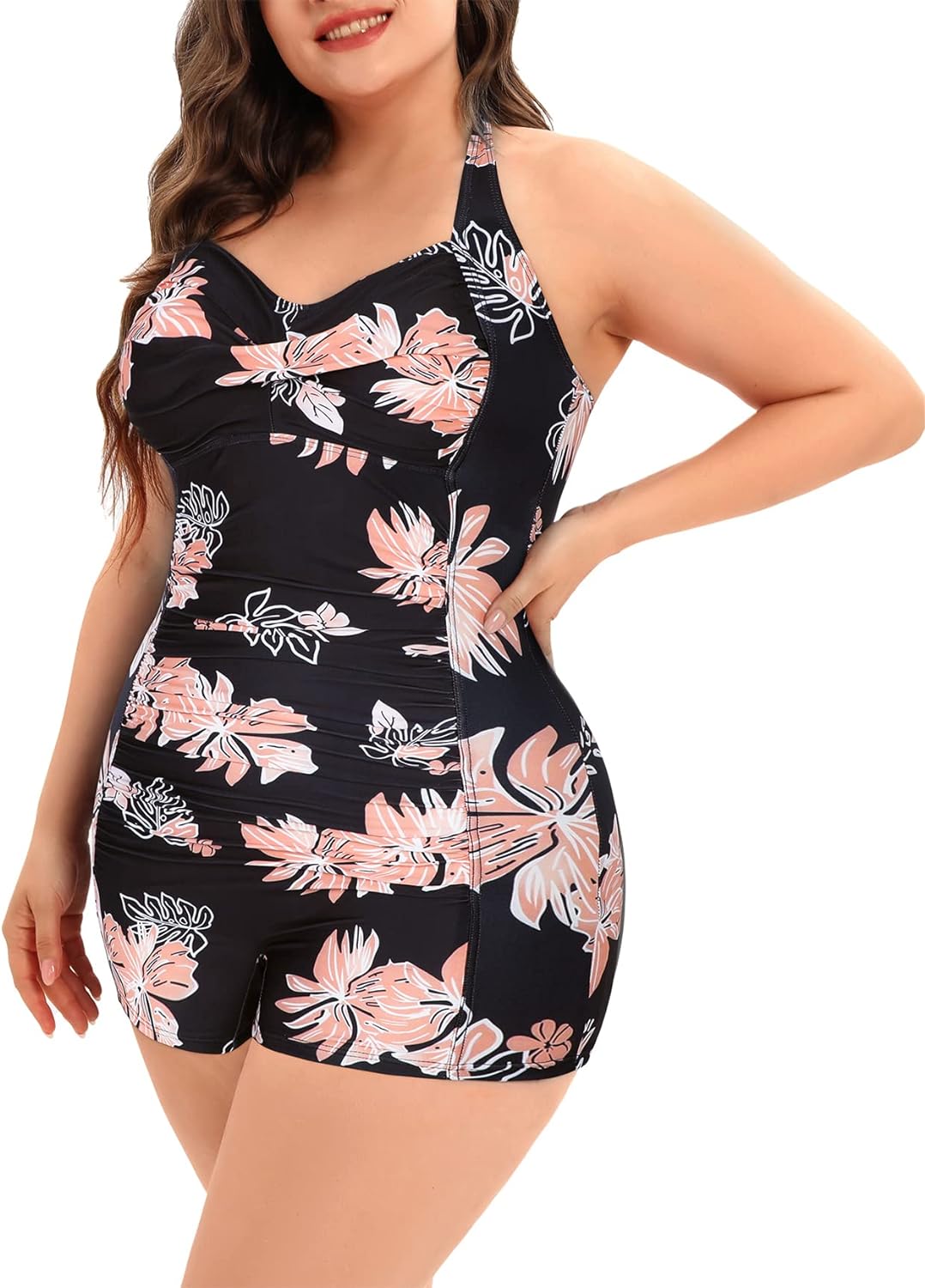 Women's Plus Size Bathing Suits One Piece Swimsuit Women Tummy Control Vintage Ruched Swimwear