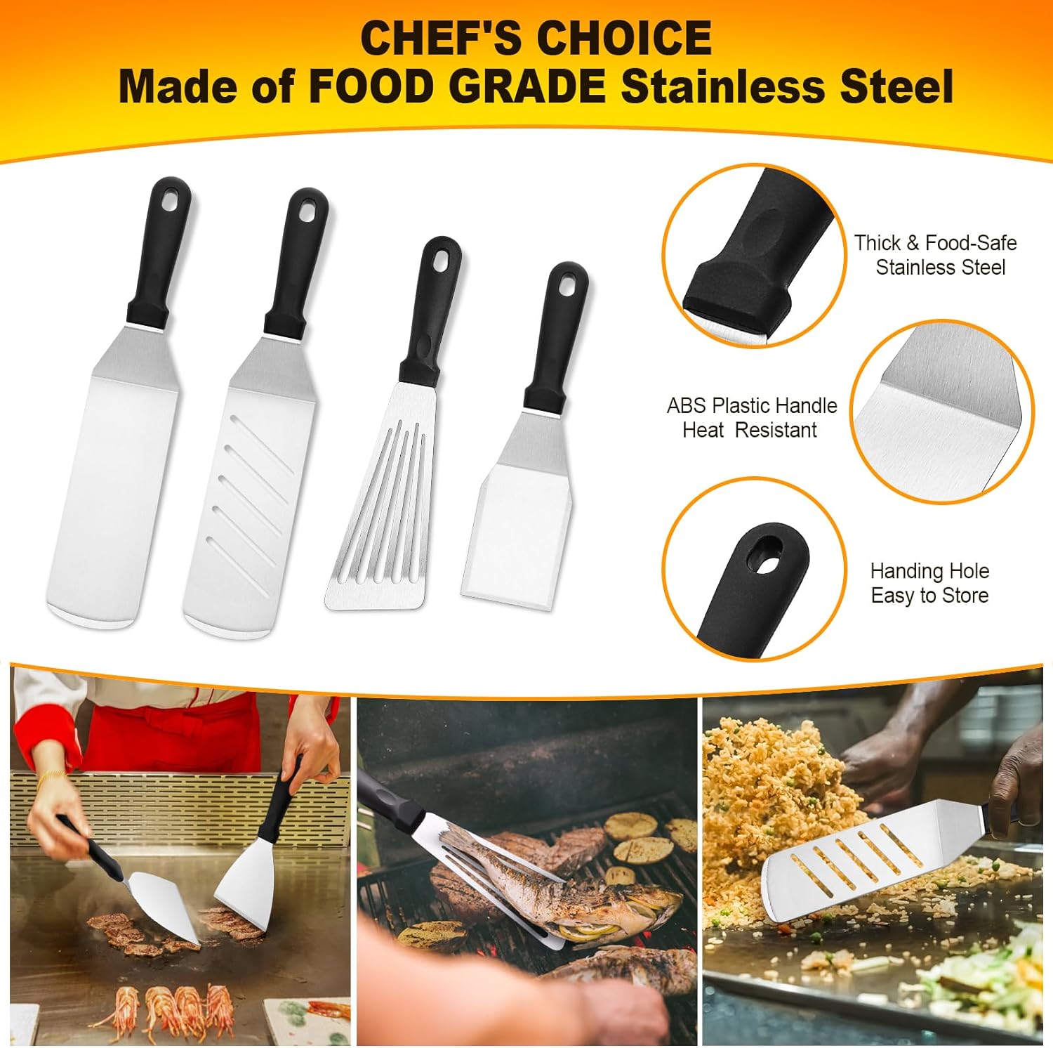 CEKEE Blackstone Griddle Accessories Kit, 141PCS Stainless Steel Grilling Accessories for Blackstone & Camp Chef, Flat Top Grill Accessories Set with Spatula, Scraper, Tongs for BBQ & Camping