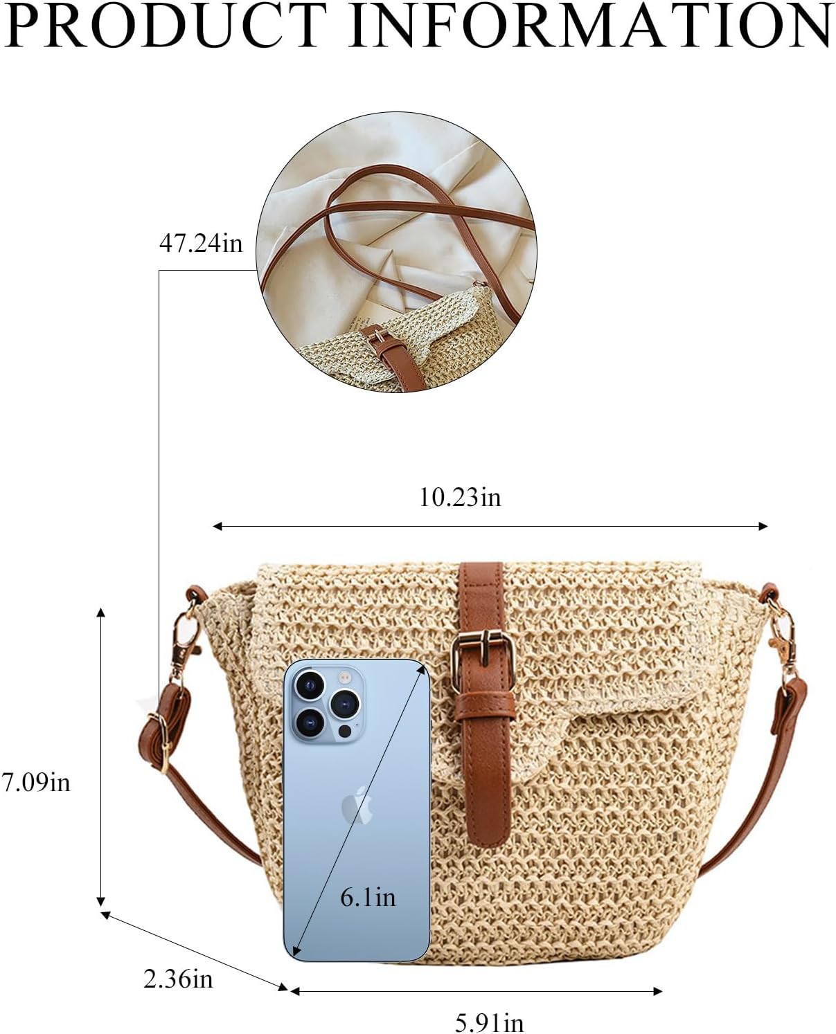 Straw Purses for Women, Summer Straw Crossbody Bag Purses Woven Straw Beach Bag for Vacation