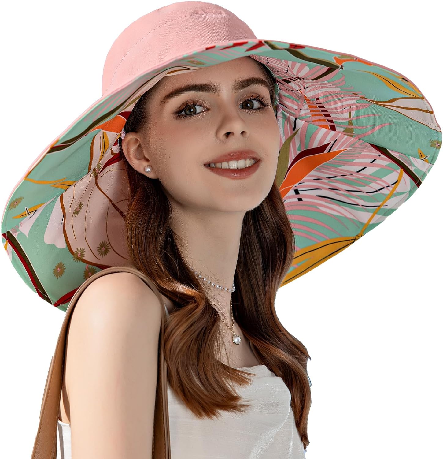 Womens Sun Floppy Hat Wide Brim UV Sun Protection Summer Hat Reversible Foldable Beach Hats for Women