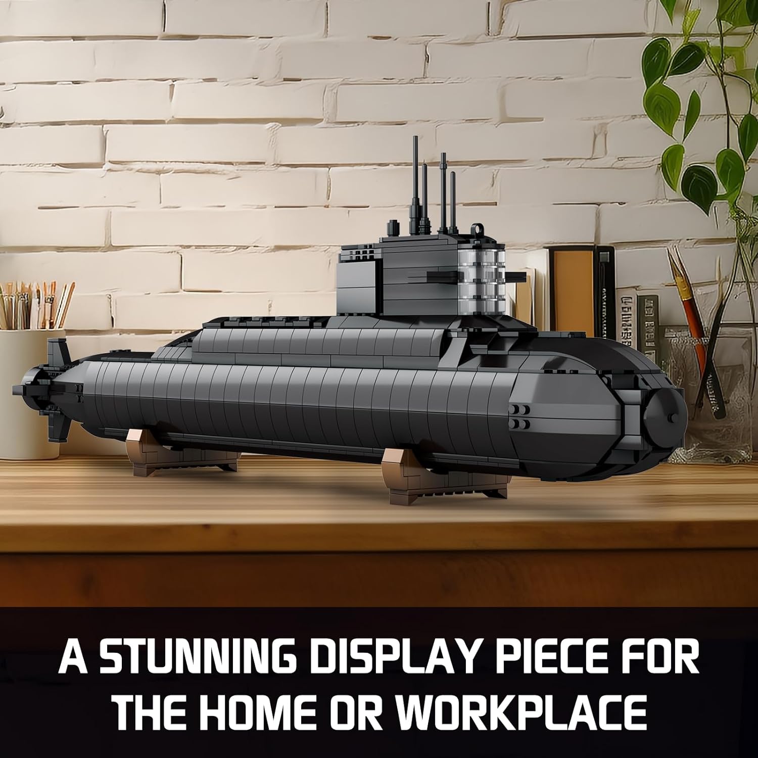 Strategic Nuclear Submarine Building Toy Set with Lights, WW2 Military Battleship Army War Vehicles Historical Collection Model, Gifts for 10, 12, 14, 16+ Year Old Kid, Teens, Adults Home Office Decor