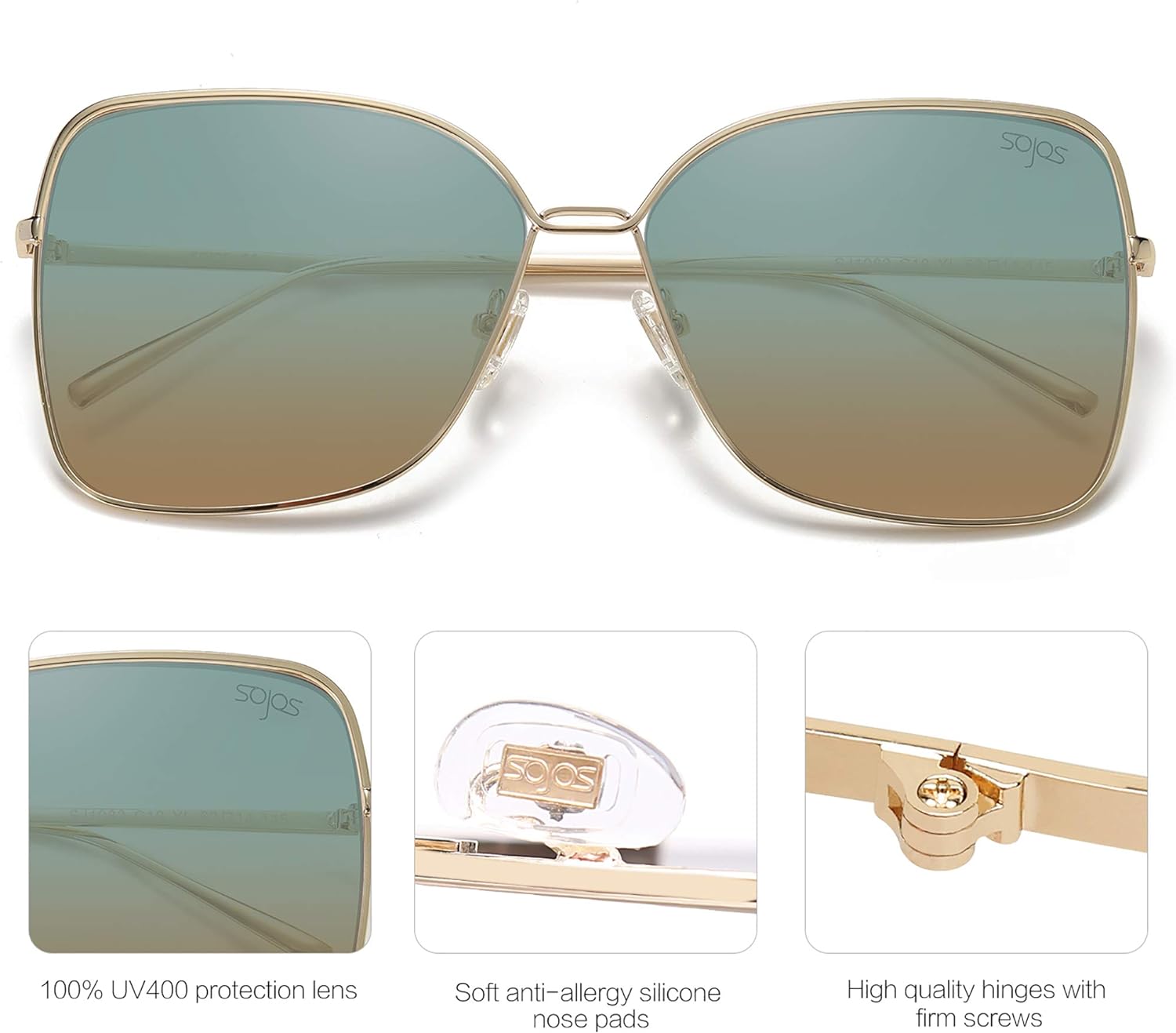 SOJOS Classic Square Oversized Sunglasses for Women Big Large Designer Style Sunnies SJ1082