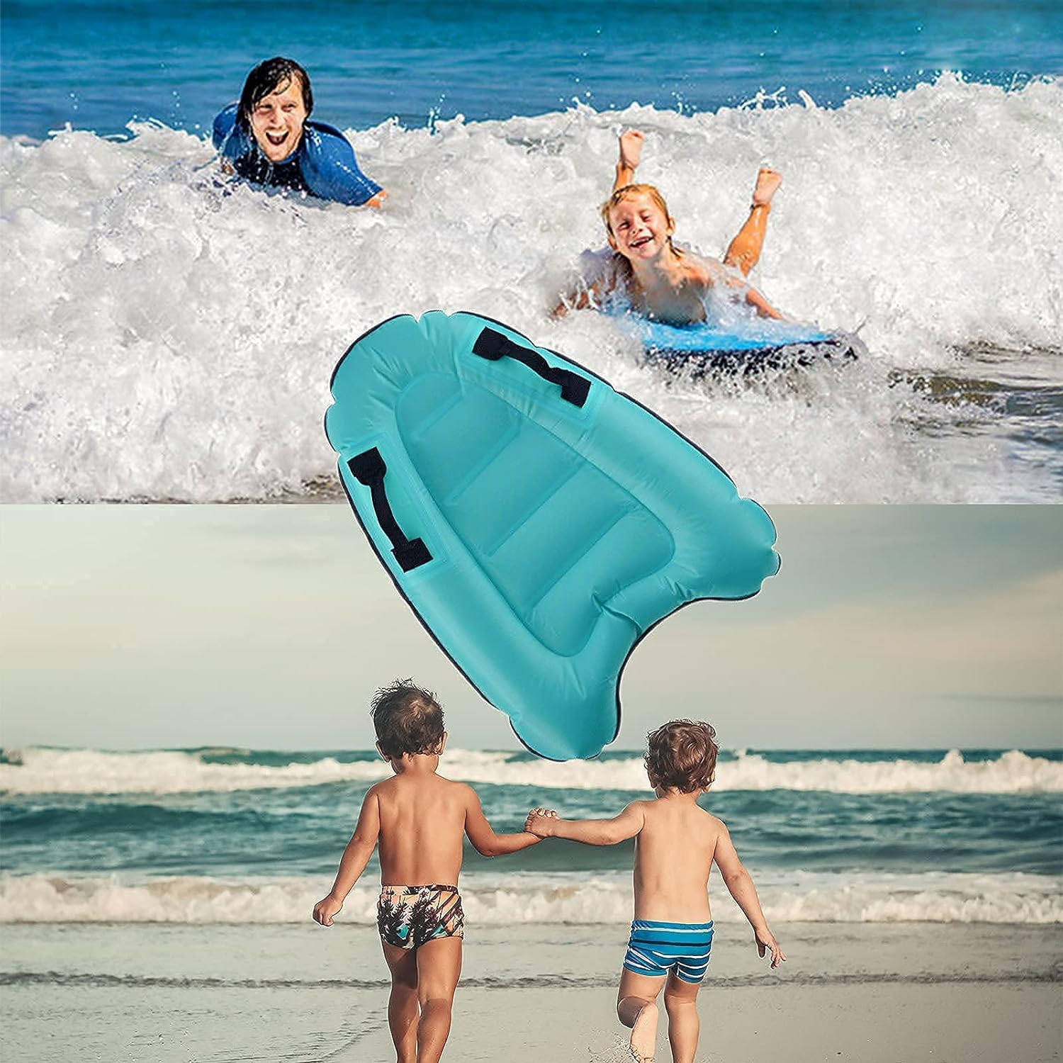 Portable Inflatable Surfboard, Lightweight Swimming Pool Float with Handles, Surf Boards for Travel, Beach Surfing Swimming, Water Entertainment Surf Body Board for Kids and Adults