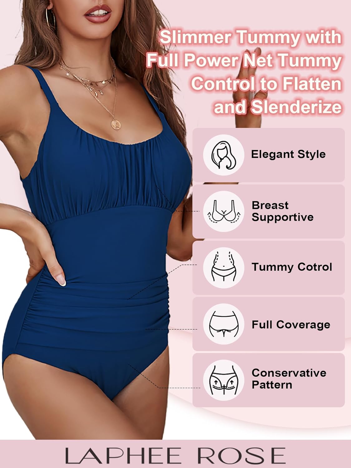 One Piece Swimsuit for Women Tummy Control Bathing Suits Ruched Swimwear