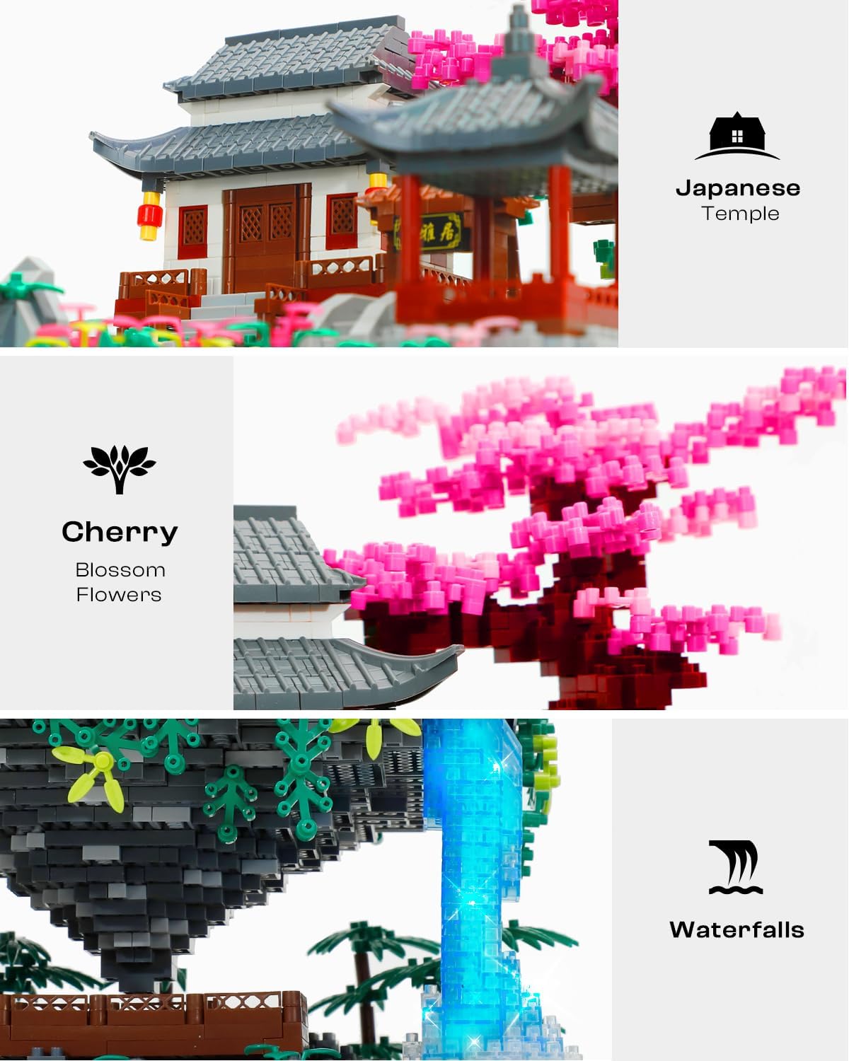 Cherry Bonsai Tree Building Set, Japanese Architecture Building Blocks Set for Adults, Micro Bricks Sakura Tree House Building Kit with Light, Gift for Christmas (3320PCS)