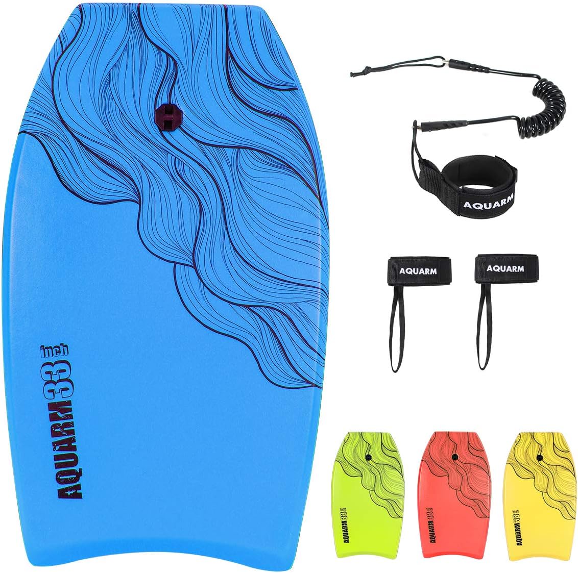 XPE Bodyboard 33-inch/36-inch/41-inch Bodyboarding with Premium Wrist Leash and Fin Tethers, Super Lightweight & Slick Bottom Perfect Surfing for Kids Teens and Adults