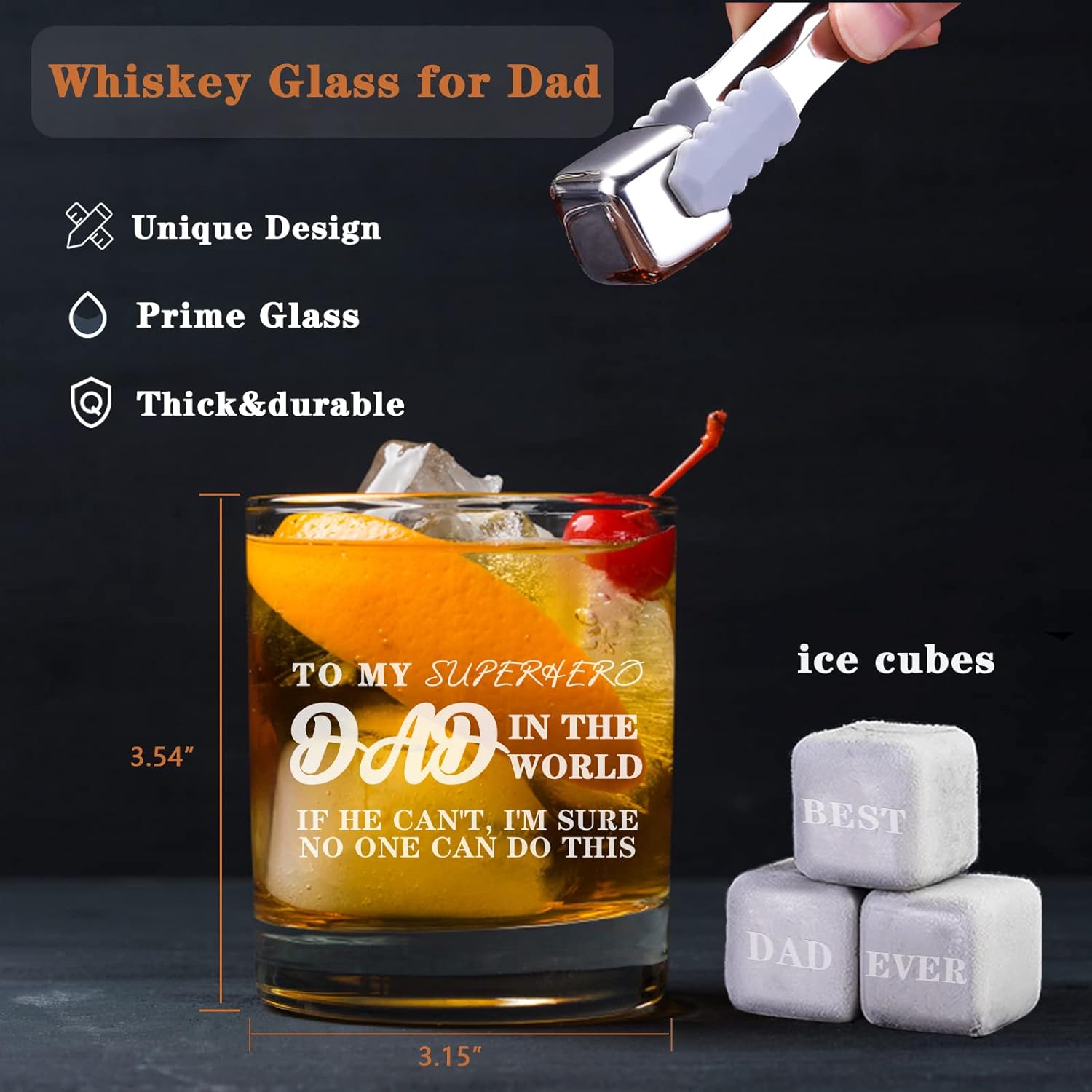 Whiskey Gifts for Dad, Gift from Daughter Son for Fathers Day, Birthday Gifts for Dad, Cool Dad Gifts for Christmas, Anniversary, Stocking Stuffers for Men Dad