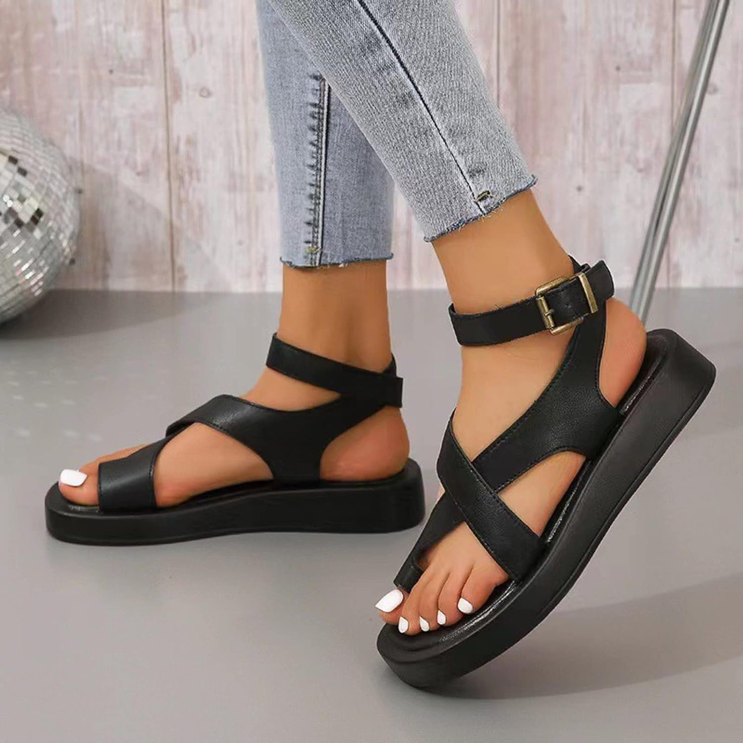 Cute Womens Summer Sandals Black Sandals Women With Medium Heel Gold Closed Toe Heels For Women