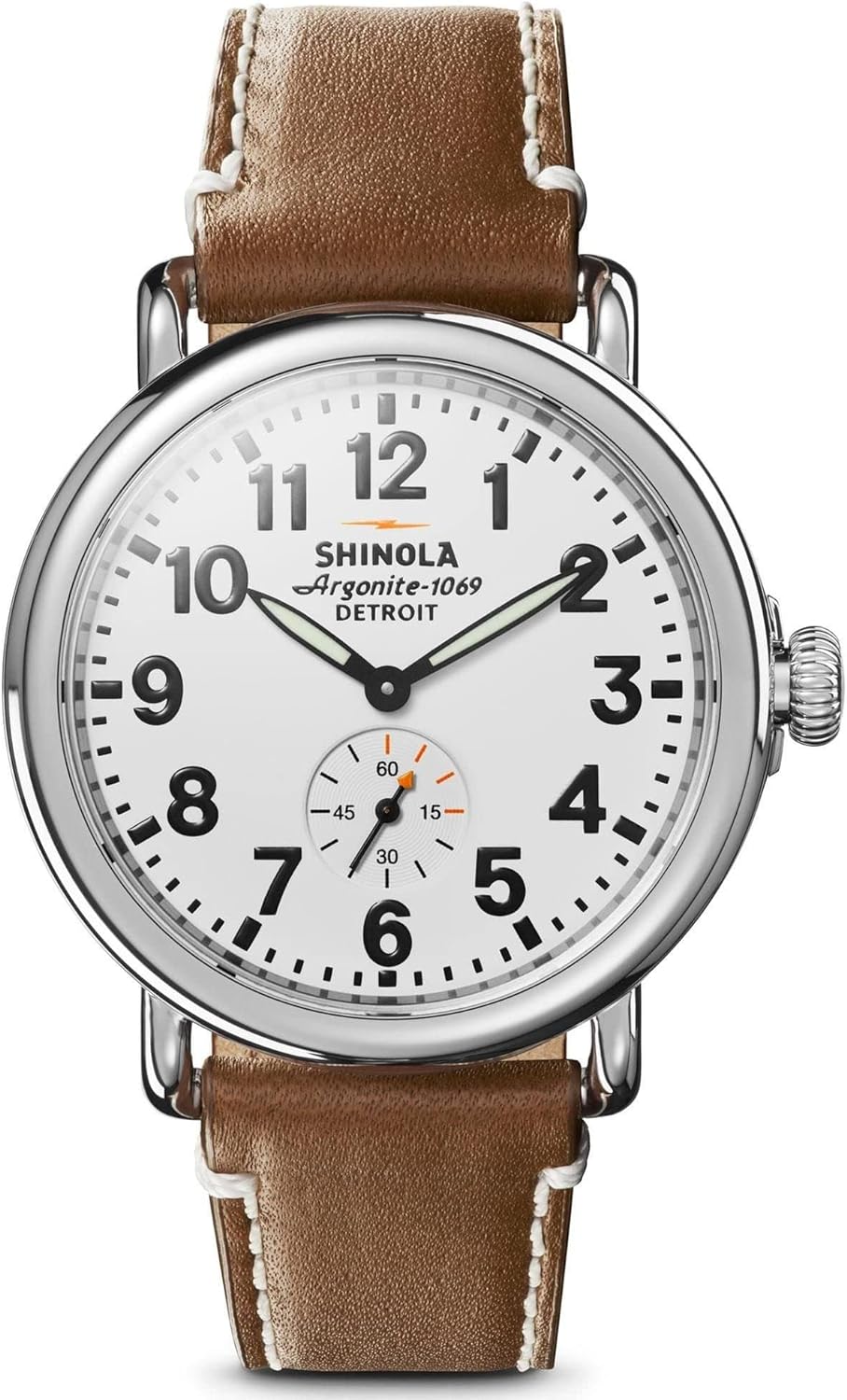 Shinola The Runwell White Dial Tan Leather Mens Watch S0100109