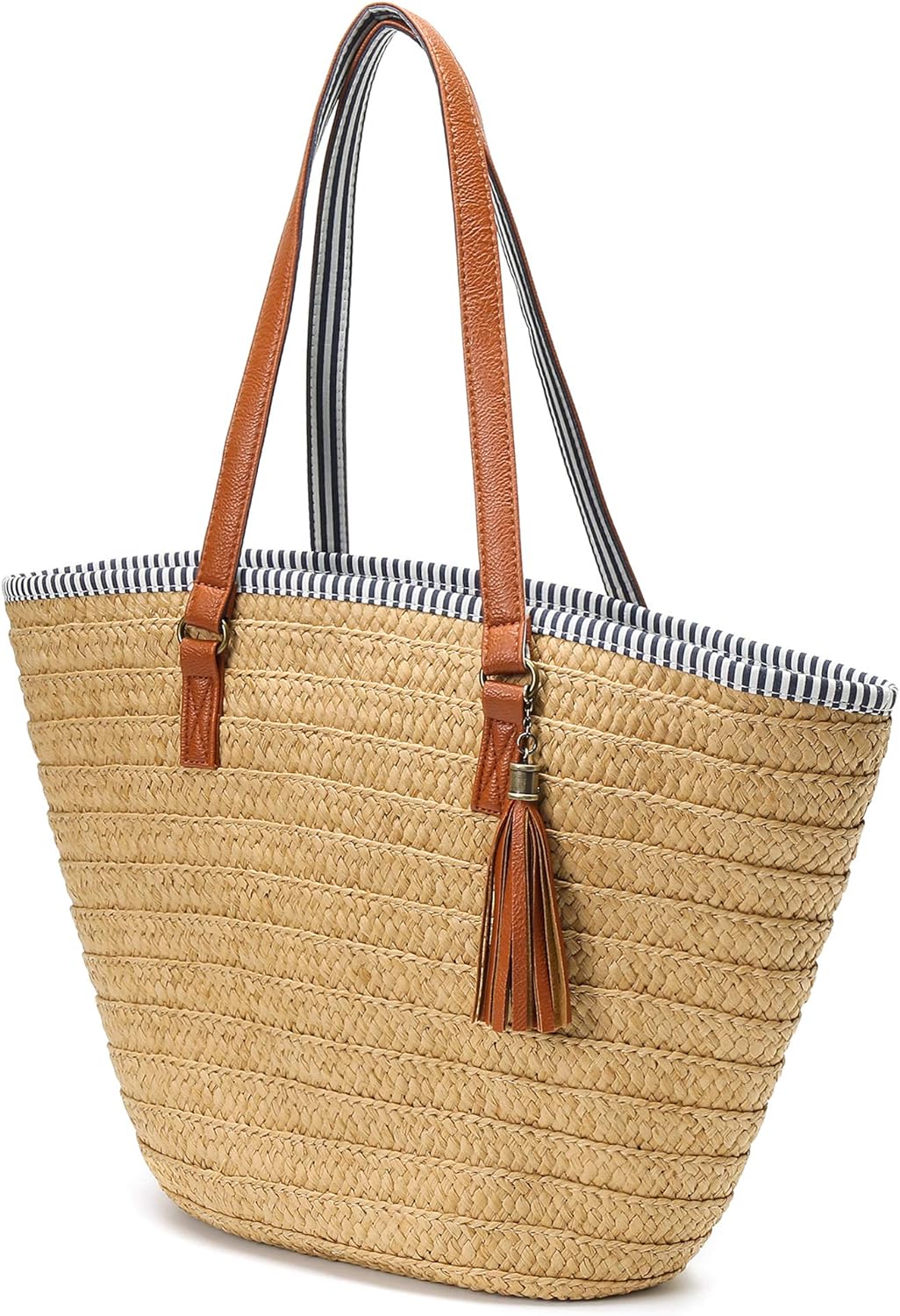 Epsion Straw Beach Bags Tote Tassels Bag Hobo Summer Handwoven Shoulder Bags Purse With Pom Poms