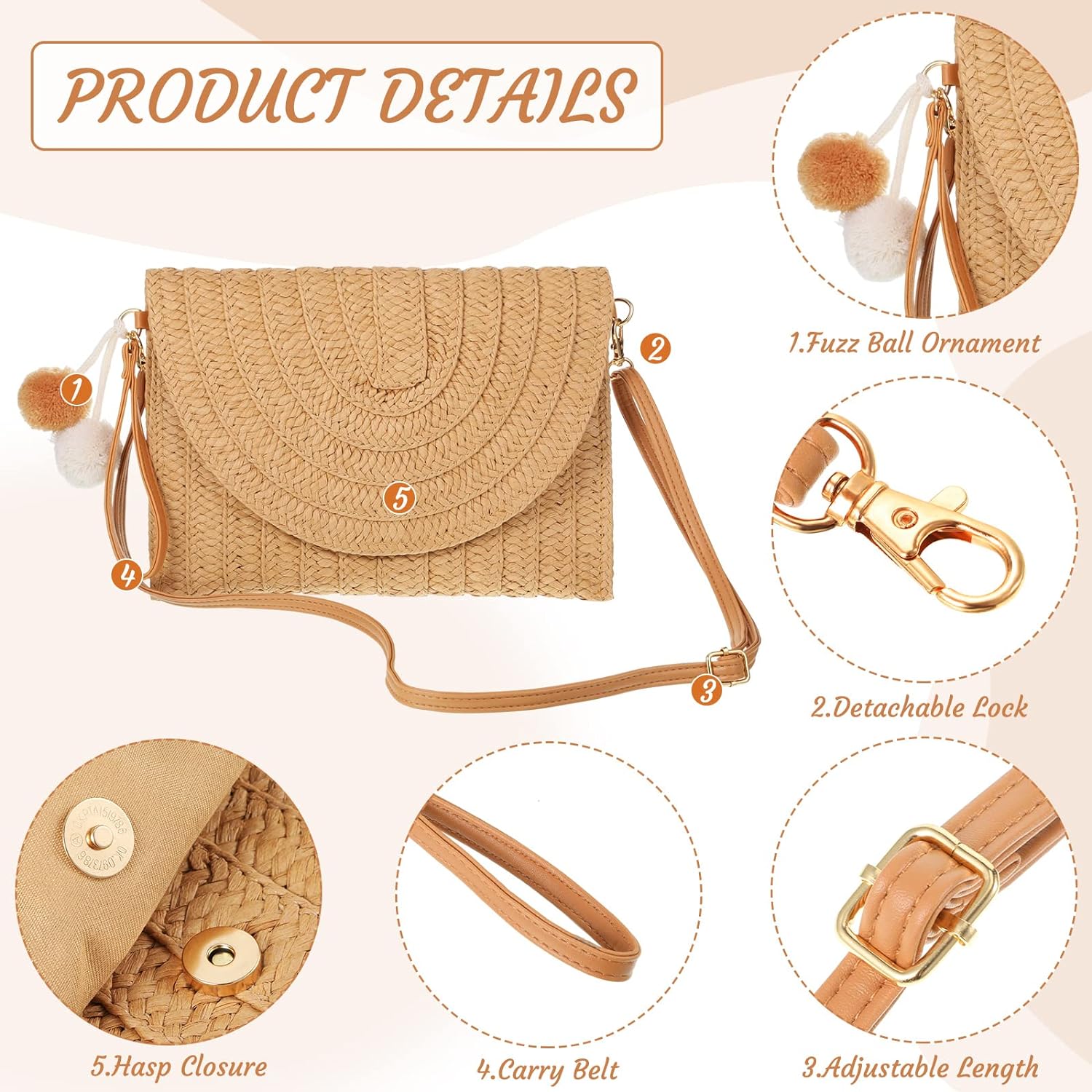 Straw Clutch Purse for Women Rattan Earrings Set Summer Beach Straw Bag Boho Handbag Woven Wallet for Girl Vacation