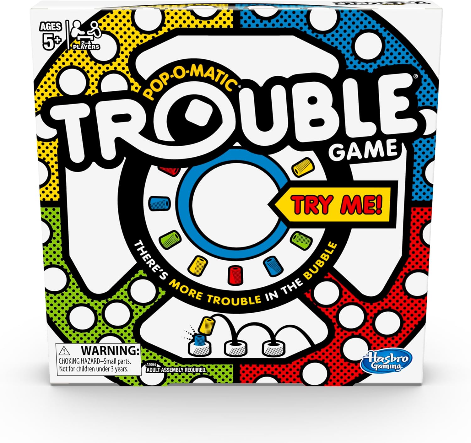 Hasbro Gaming Trouble Board Game for Kids Ages 5 and Up 2-4 Players (Packaging may vary)